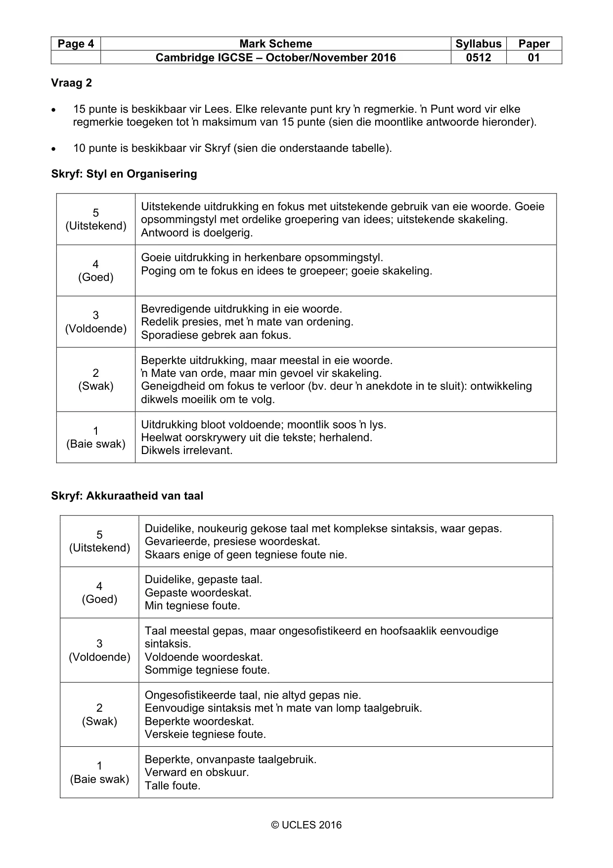 Mark scheme, page 4 of 6