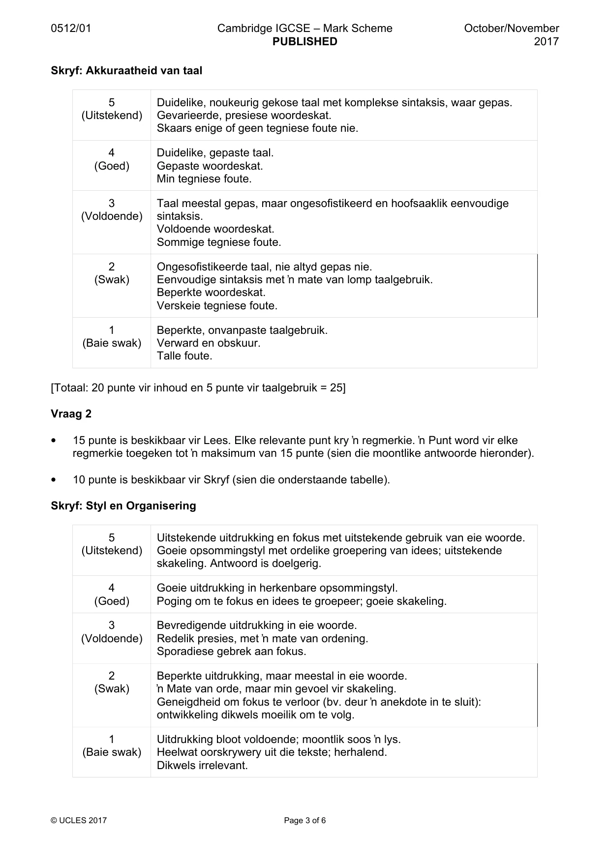 Mark scheme, page 3 of 6