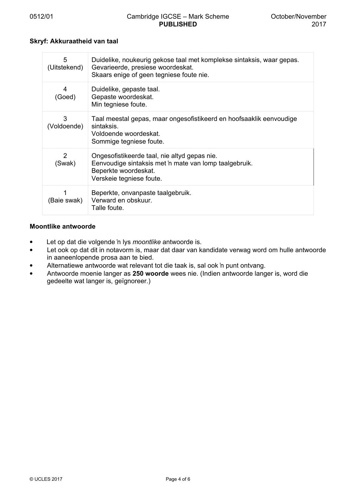 Mark scheme, page 4 of 6