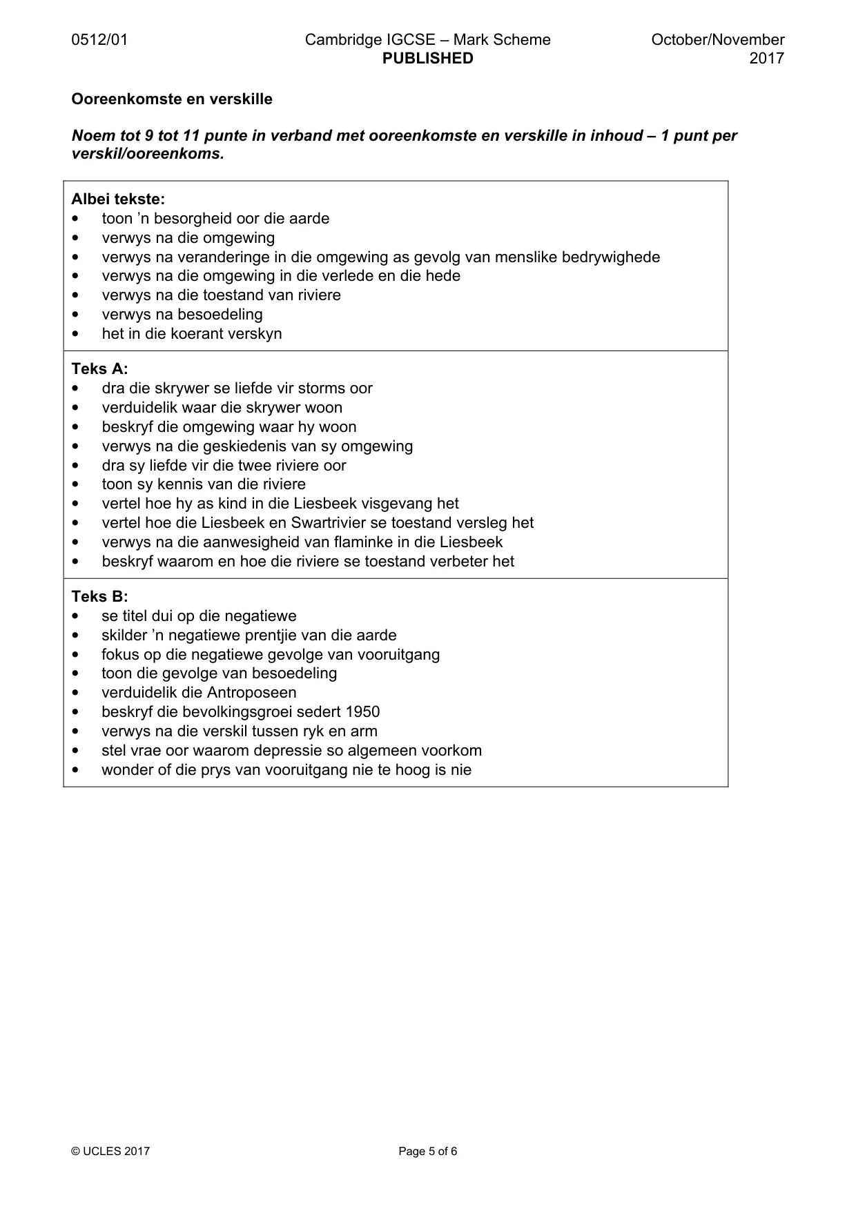 Mark scheme, page 5 of 6
