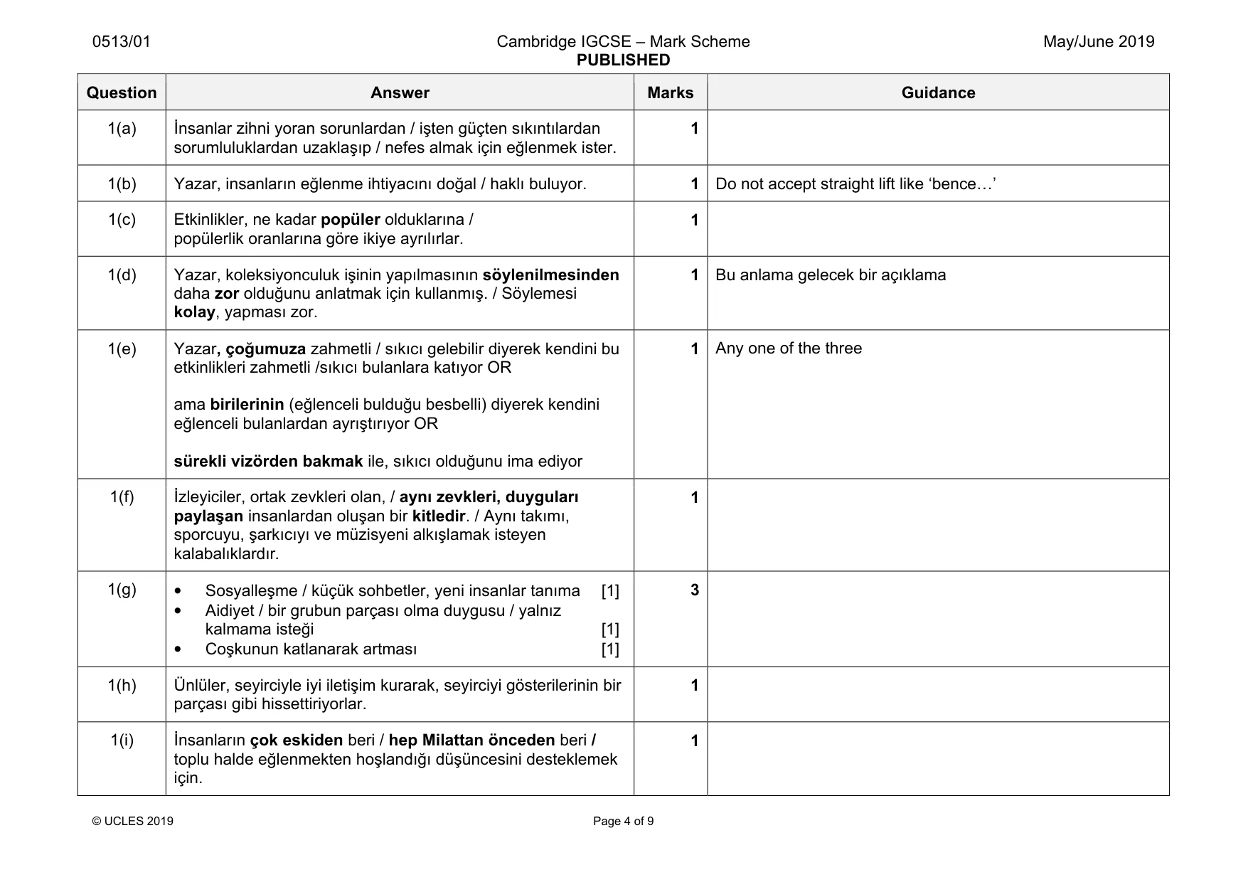 Mark scheme, page 4 of 9