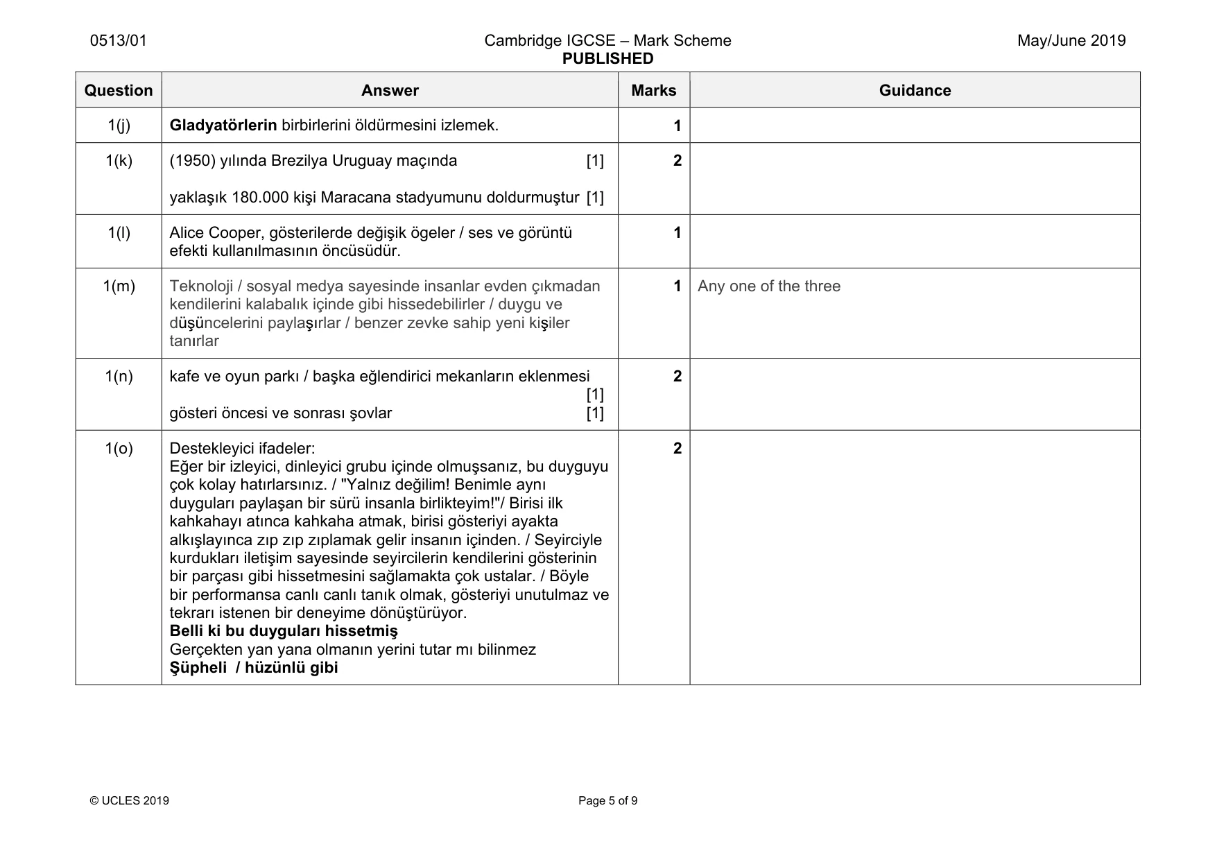 Mark scheme, page 5 of 9