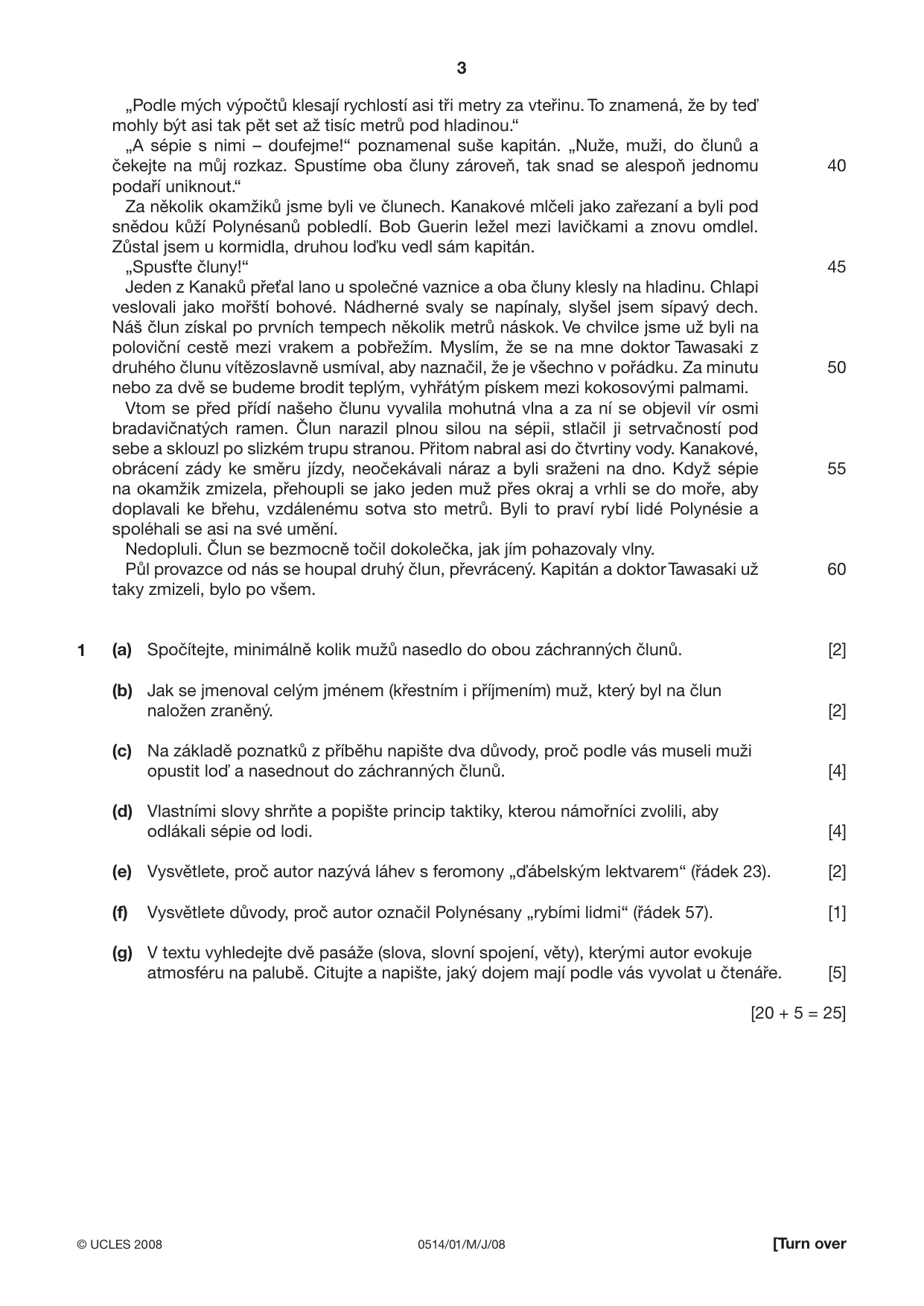 Cambridge IGCSE Czech - First Language 0514 2008 May/June Paper 1 · Variant 1 question paper, page 3 of 8