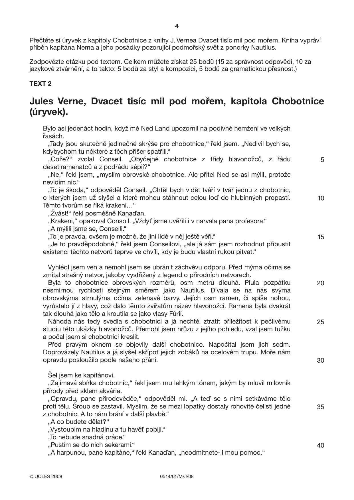 Cambridge IGCSE Czech - First Language 0514 2008 May/June Paper 1 · Variant 1 question paper, page 4 of 8