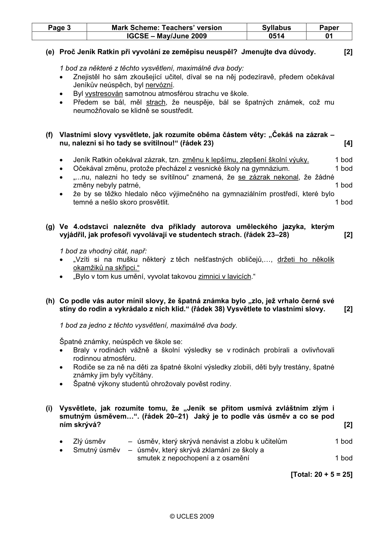 Mark scheme, page 3 of 5