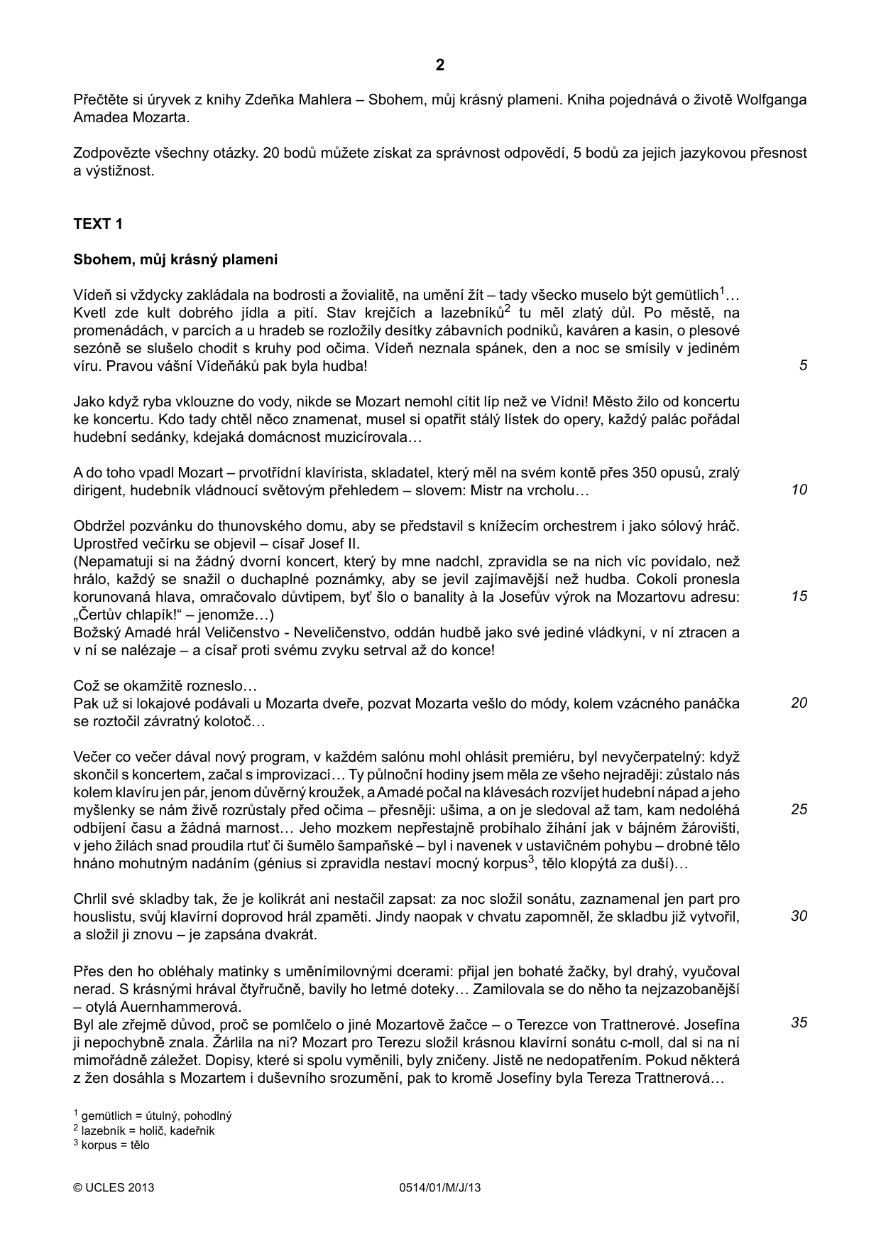 Cambridge IGCSE Czech - First Language 0514 2013 May/June Paper 1 · Variant 1 question paper, page 2 of 8