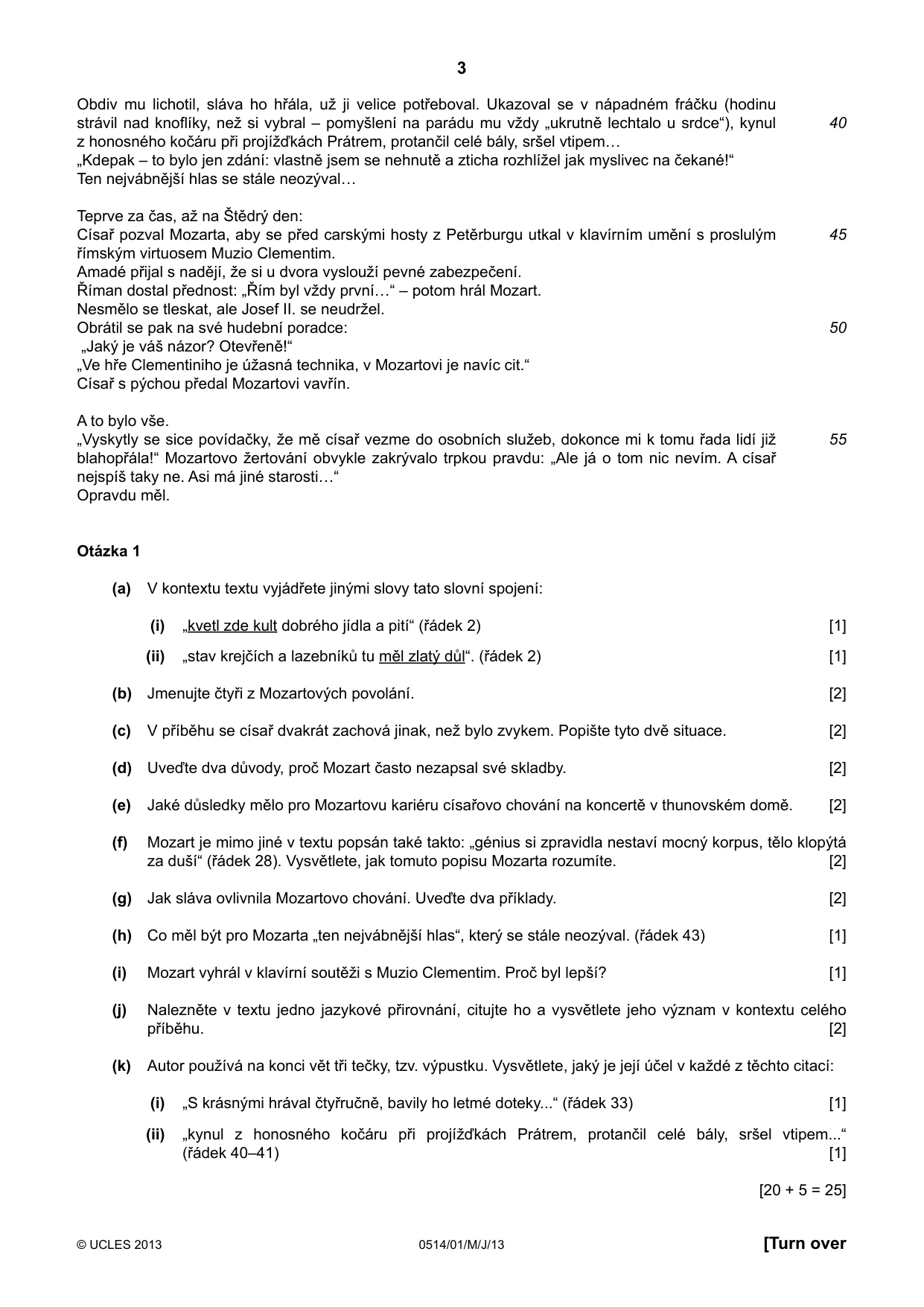 Cambridge IGCSE Czech - First Language 0514 2013 May/June Paper 1 · Variant 1 question paper, page 3 of 8