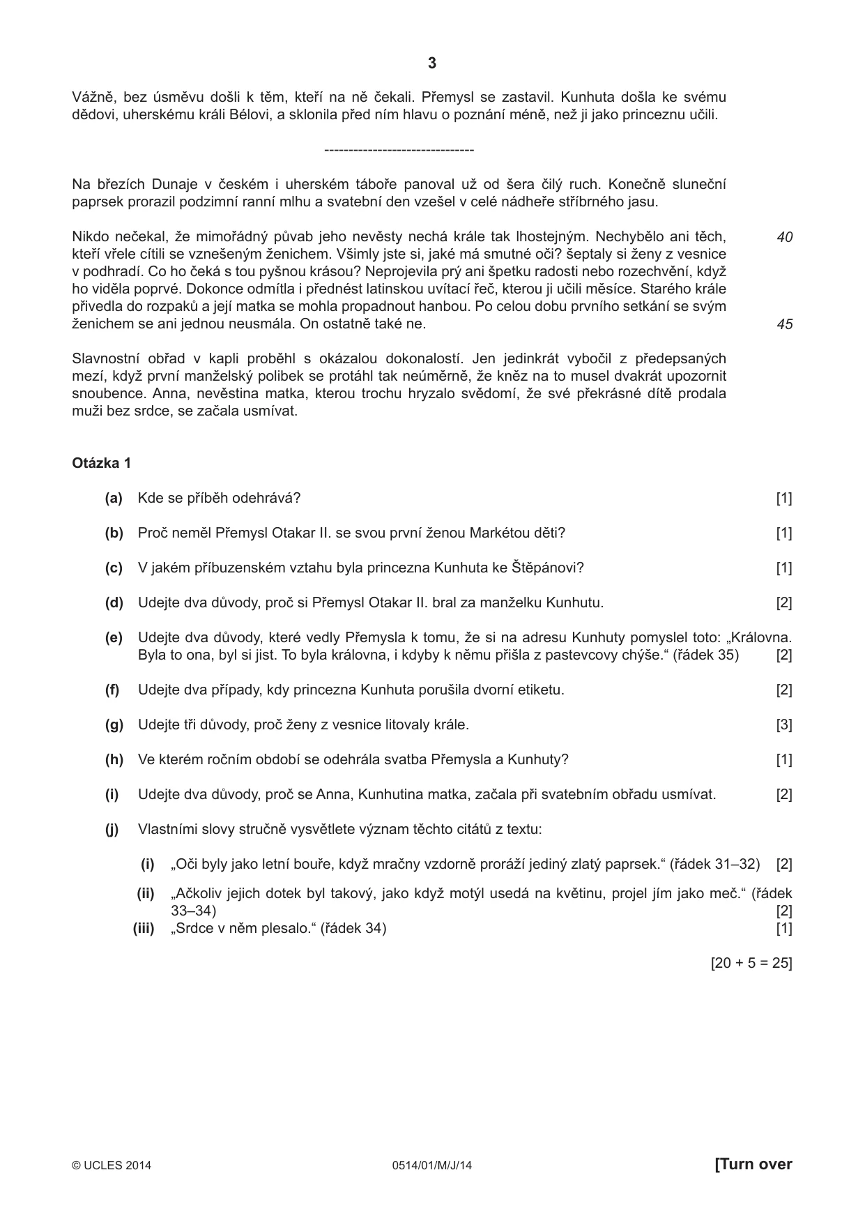 Cambridge IGCSE Czech - First Language 0514 2014 May/June Paper 1 · Variant 1 question paper, page 3 of 8