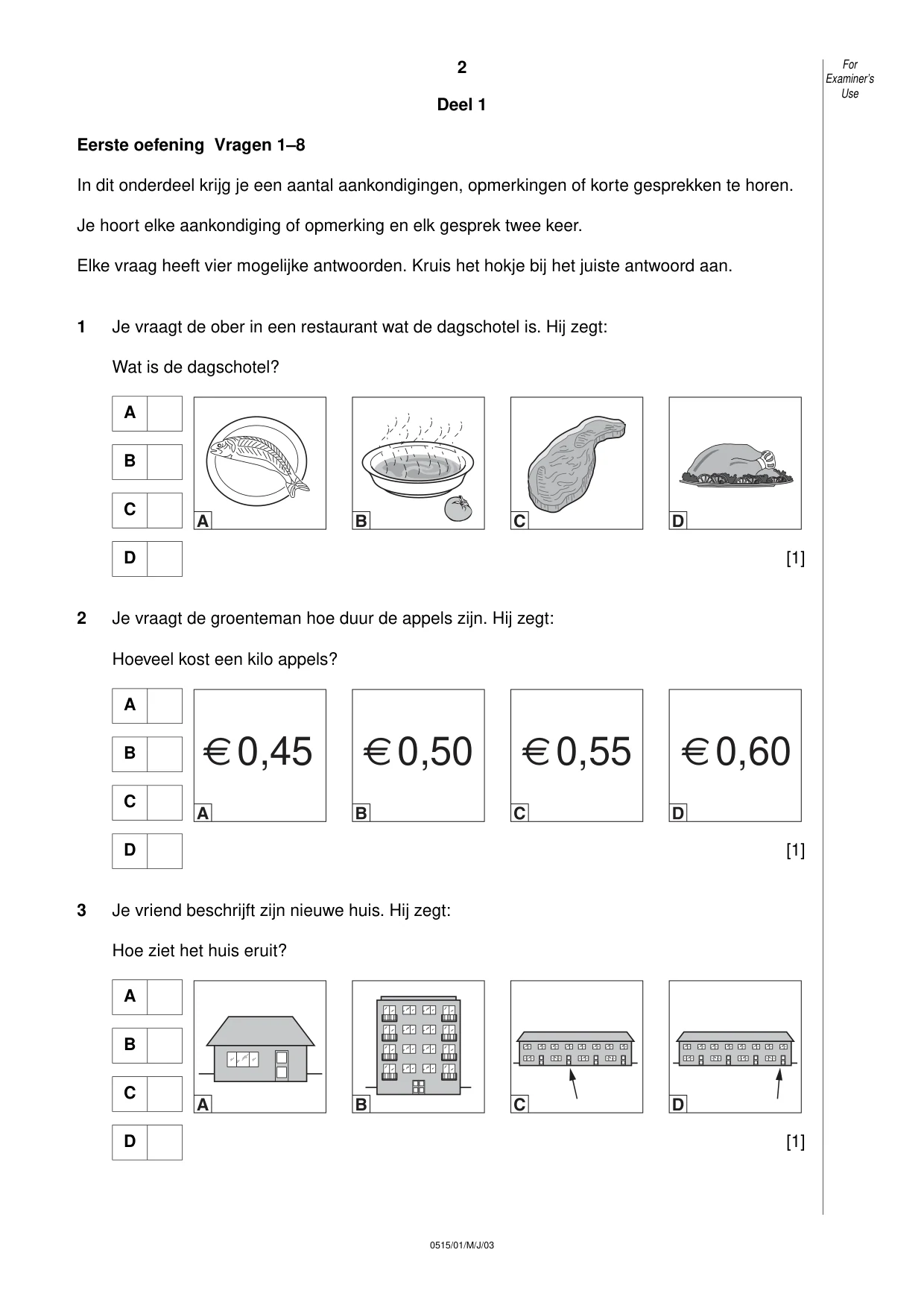 Cambridge IGCSE Dutch - Foreign Language 0515 2003 May/June Paper 1 · Variant 1 question paper, page 2 of 12