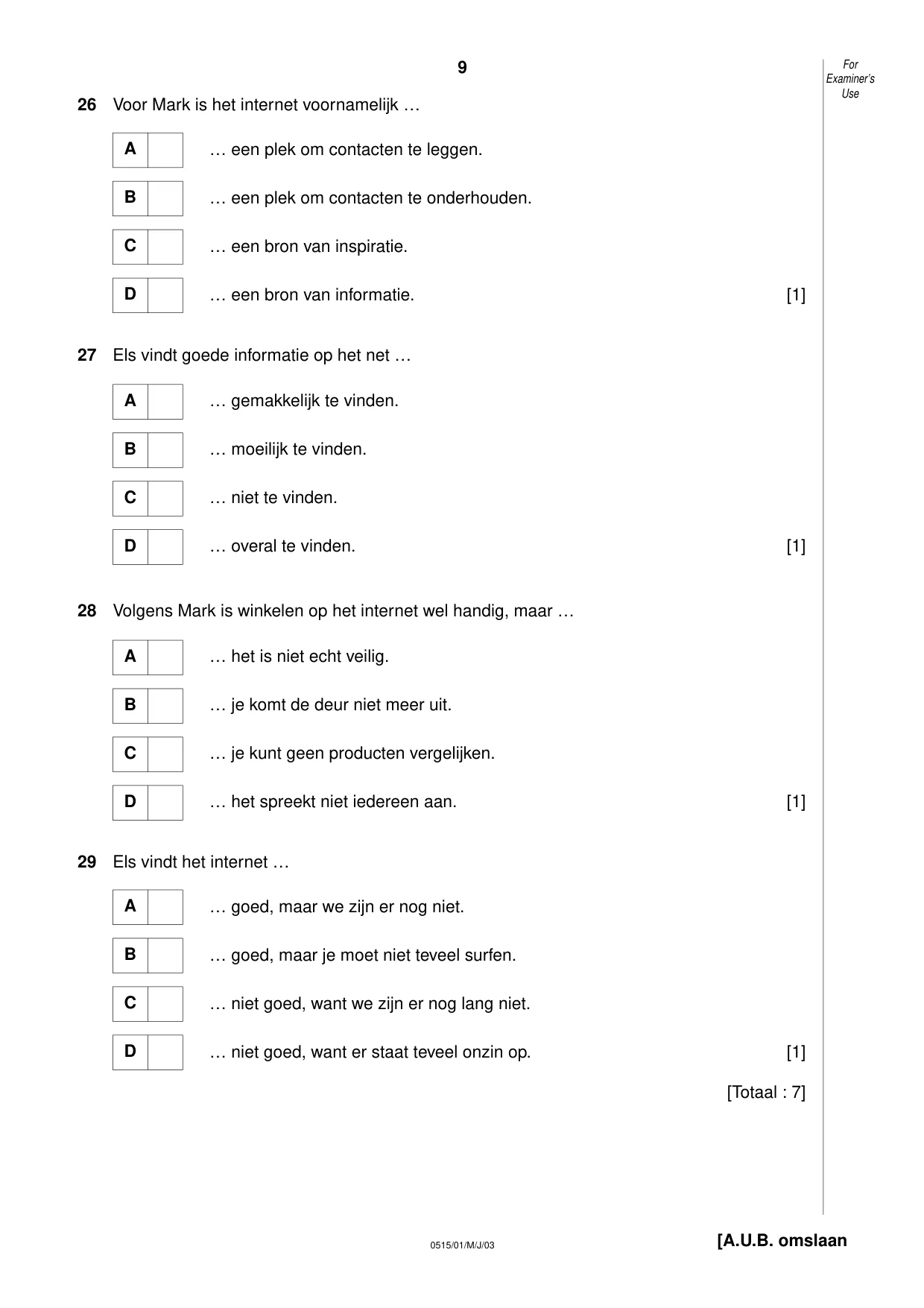 Cambridge IGCSE Dutch - Foreign Language 0515 2003 May/June Paper 1 · Variant 1 question paper, page 9 of 12