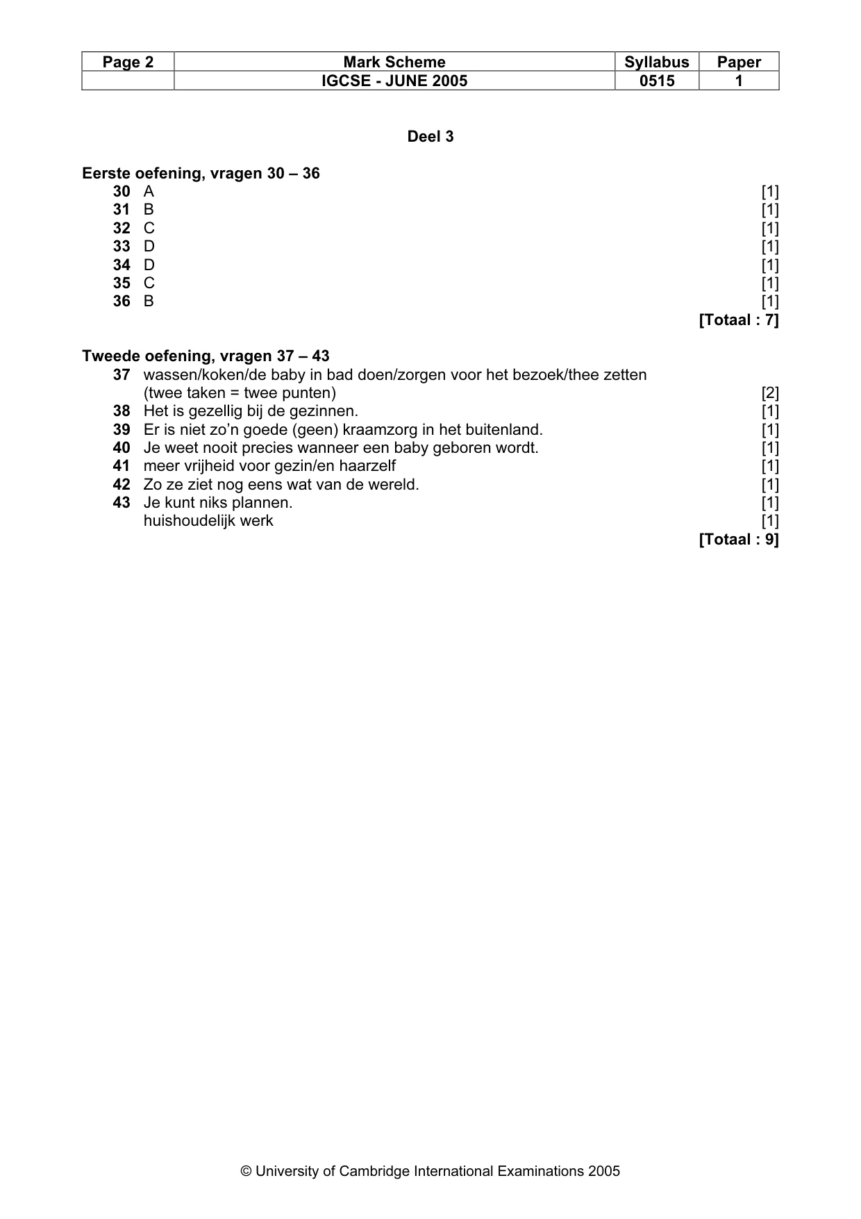 Mark scheme, page 5 of 5