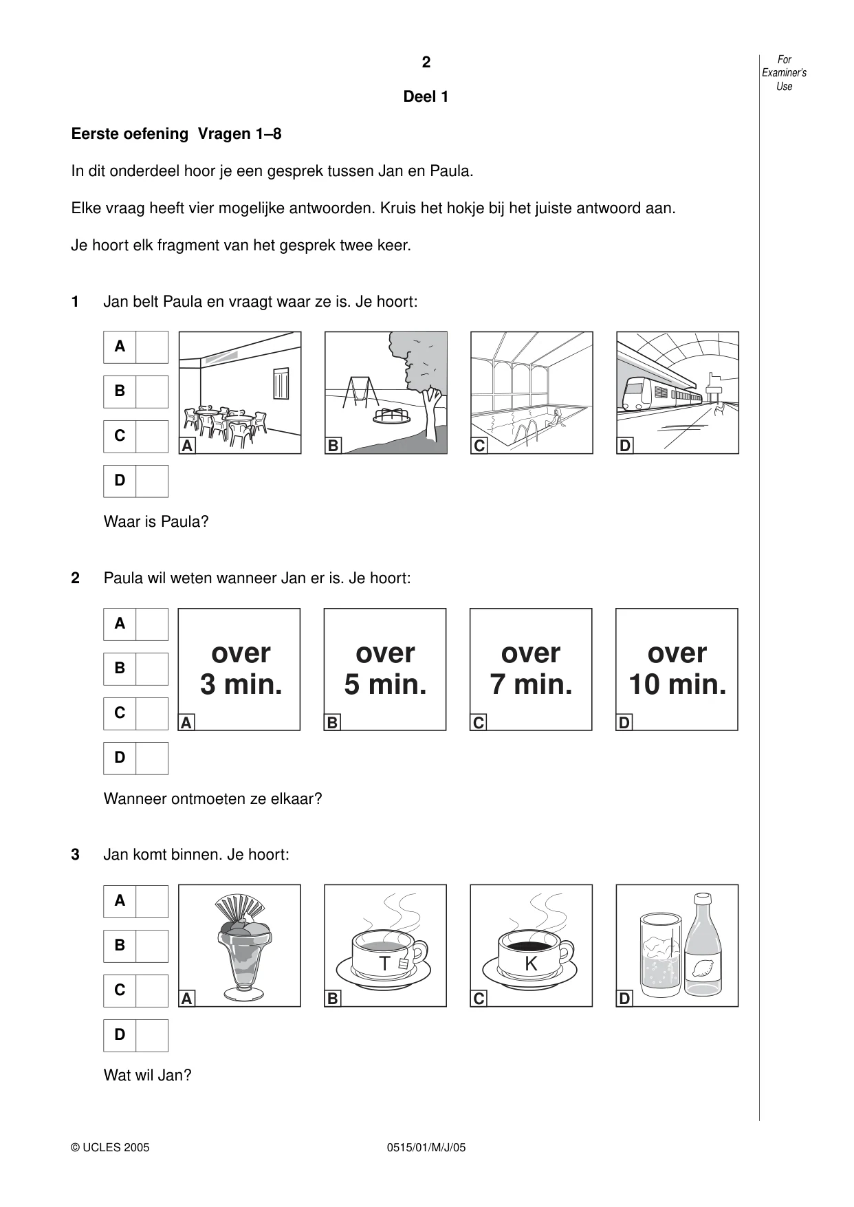 Cambridge IGCSE Dutch - Foreign Language 0515 2005 May/June Paper 1 · Variant 1 question paper, page 2 of 12