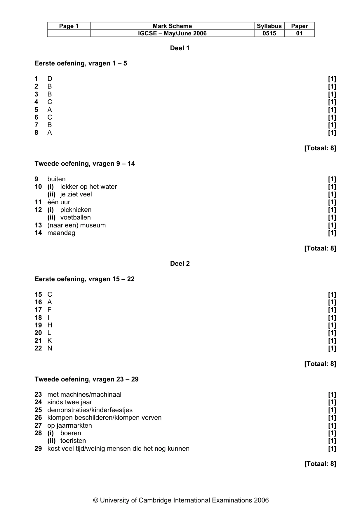 Mark scheme, page 2 of 3