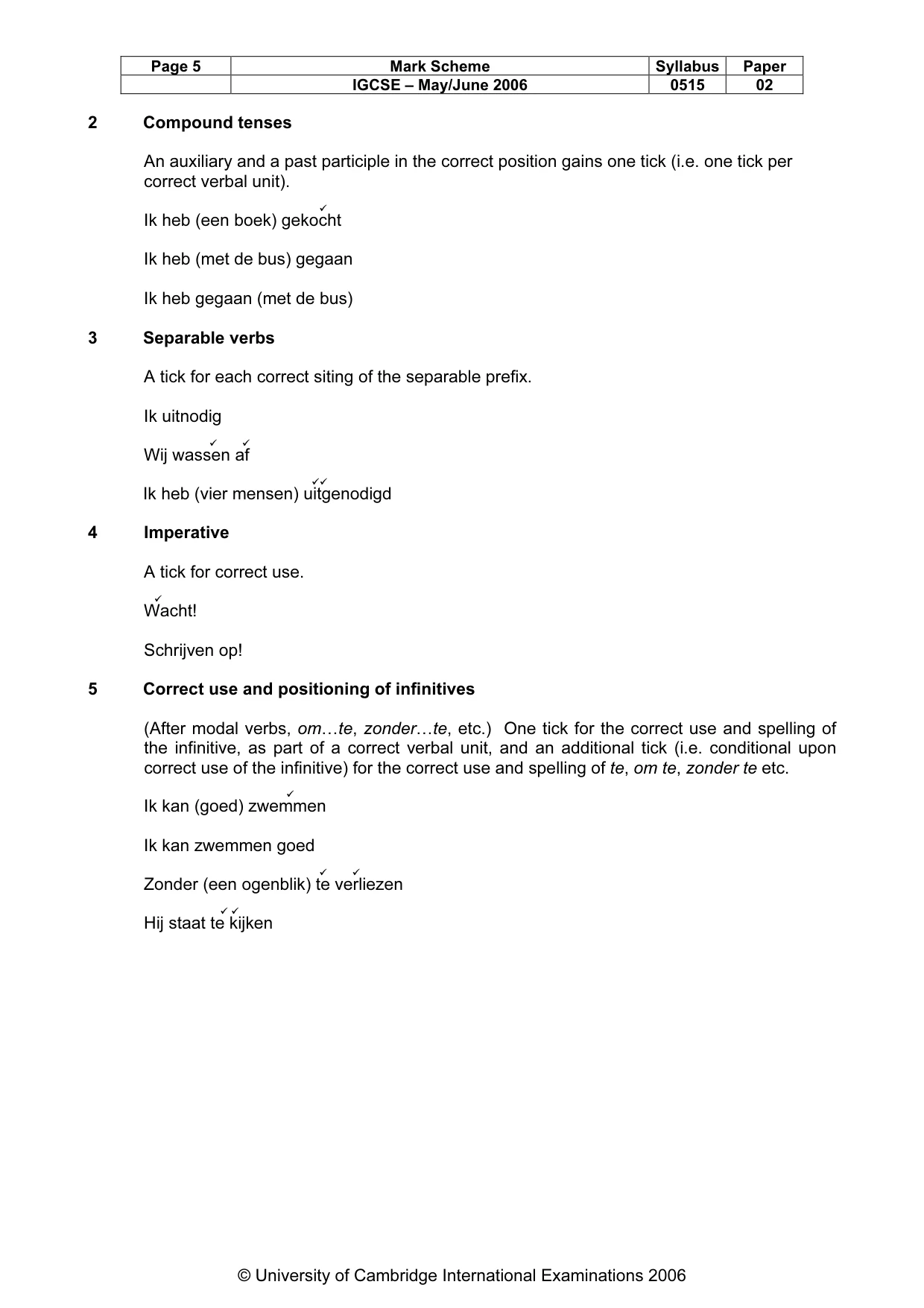 Mark scheme, page 6 of 12