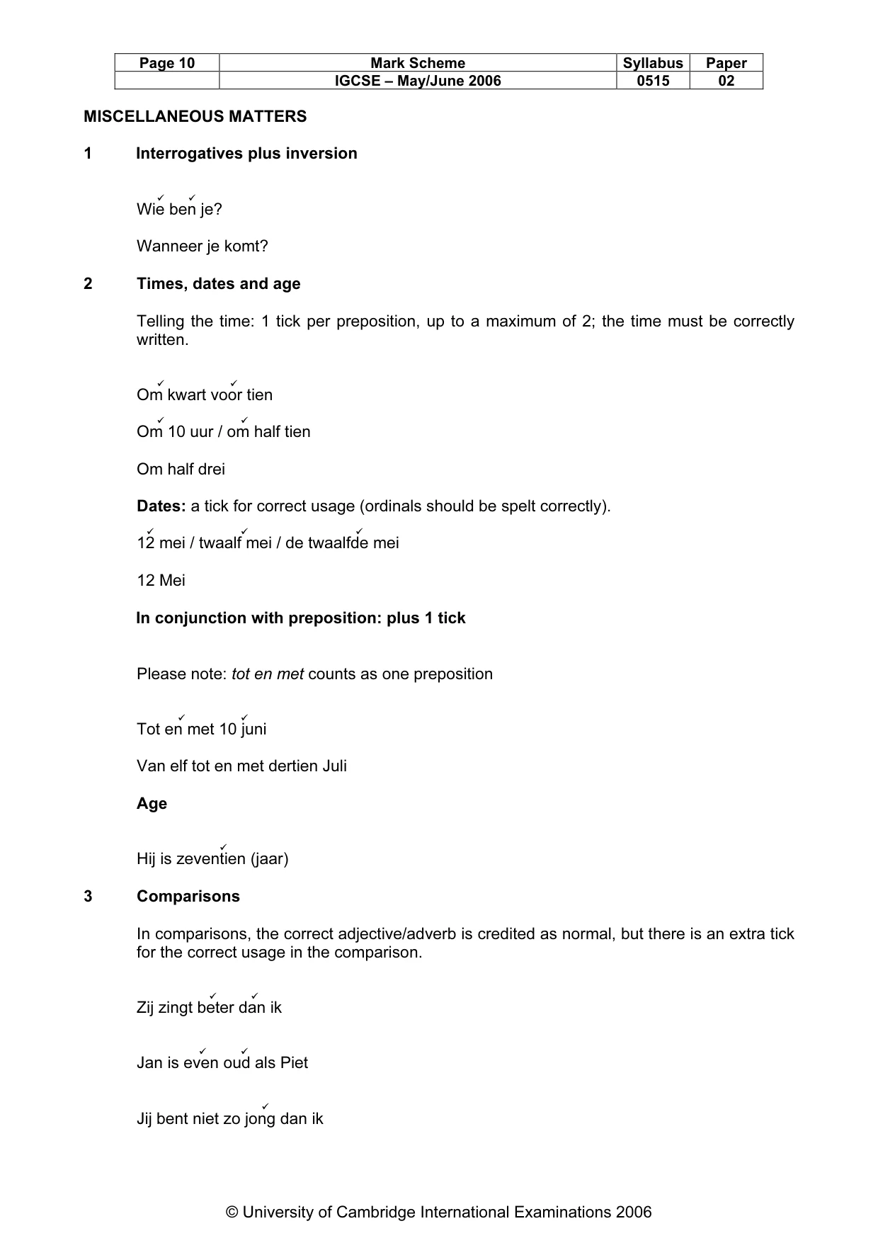 Mark scheme, page 11 of 12