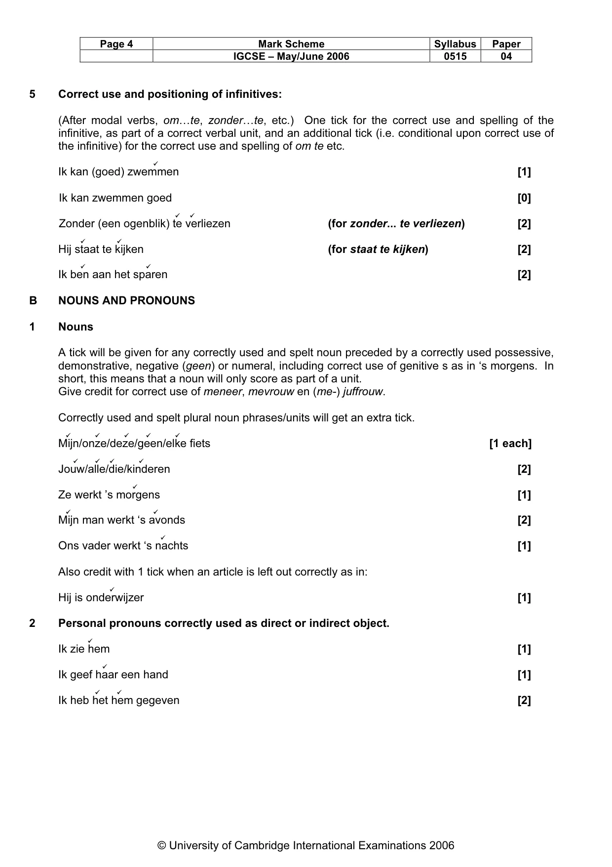 Mark scheme, page 5 of 10