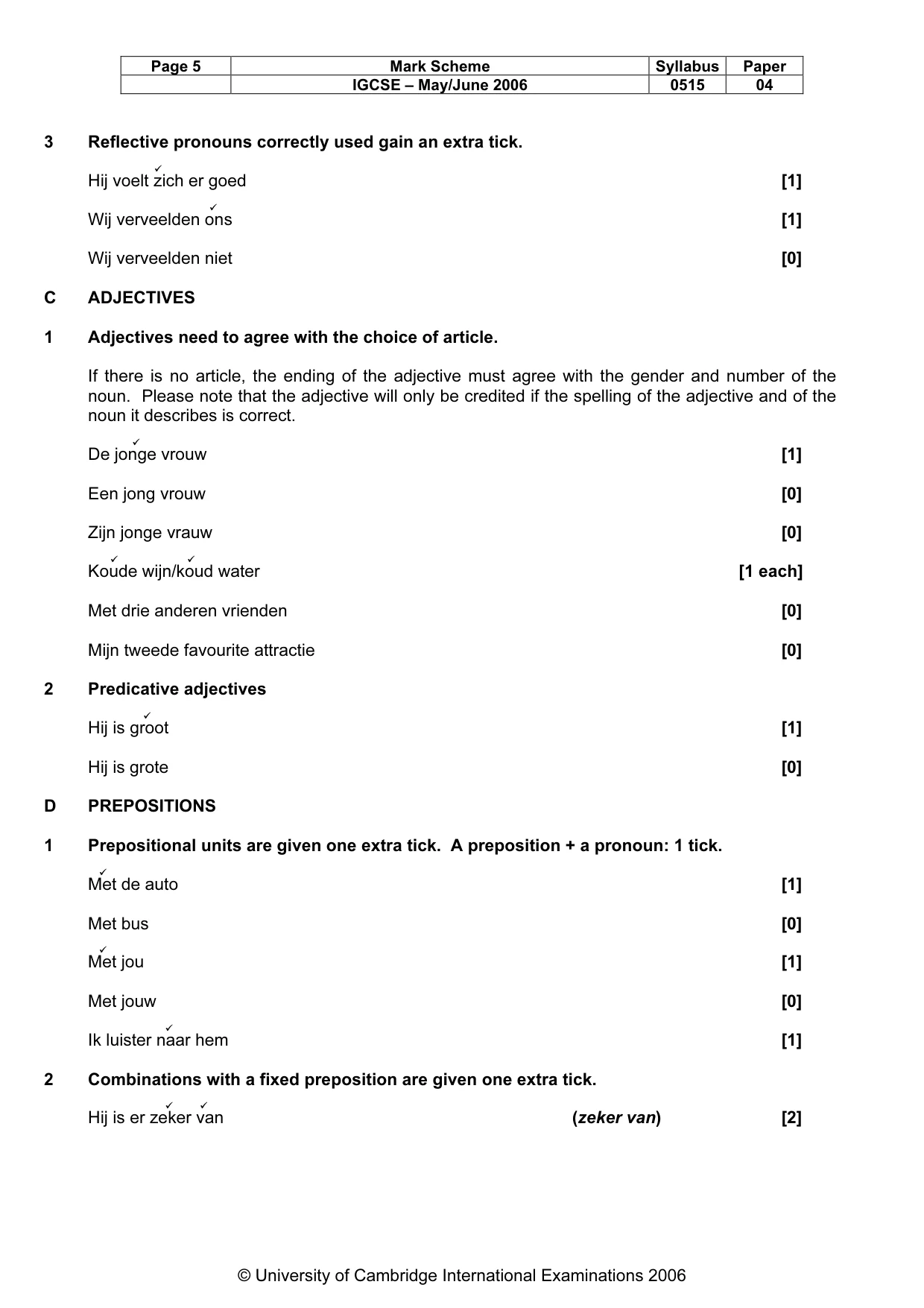 Mark scheme, page 6 of 10