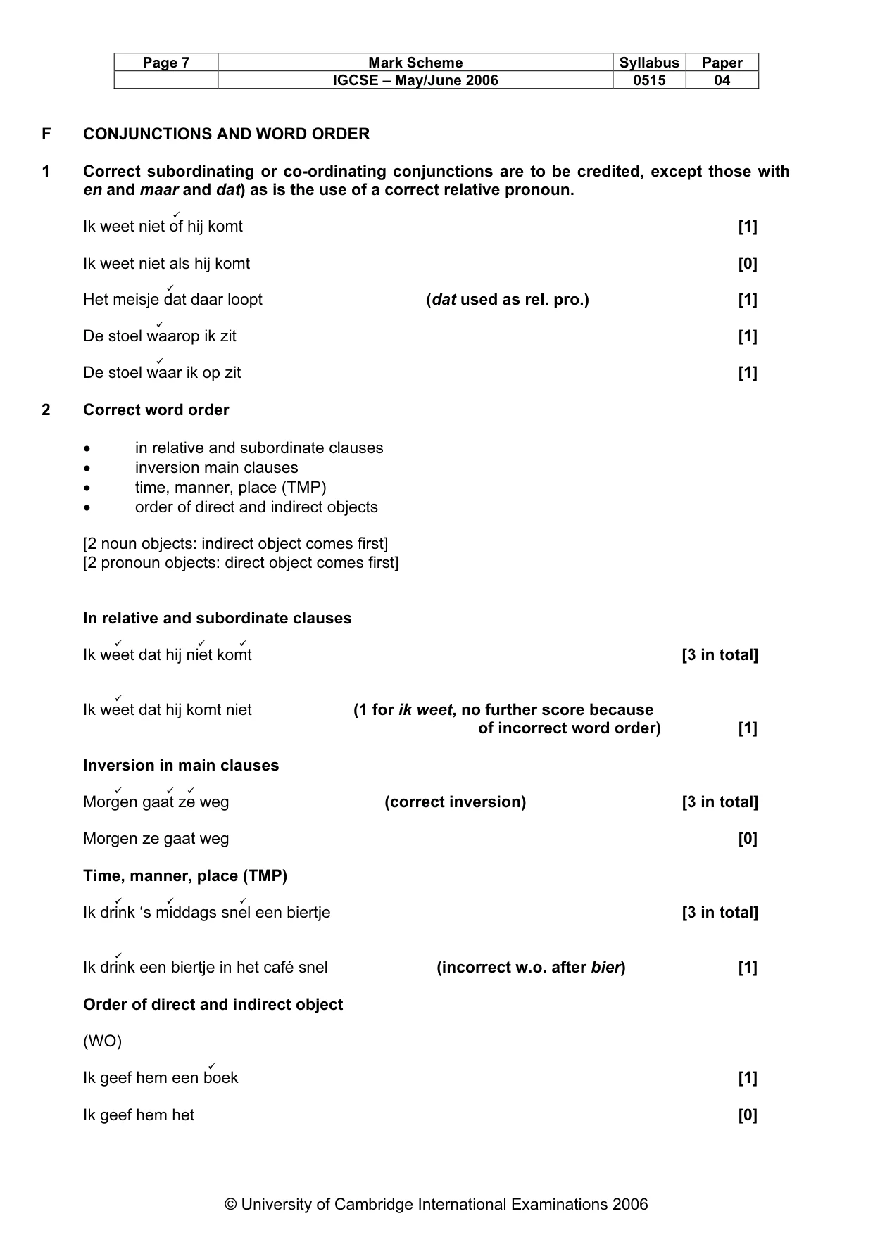 Mark scheme, page 8 of 10
