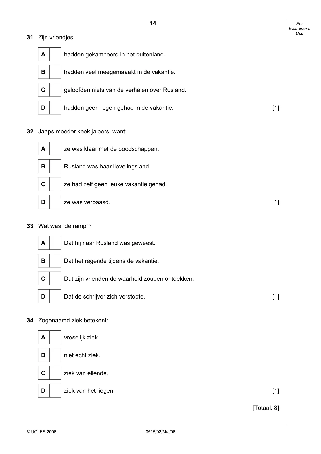 Cambridge IGCSE Dutch - Foreign Language 0515 2006 May/June Paper 2 · Variant 1 question paper, page 14 of 20