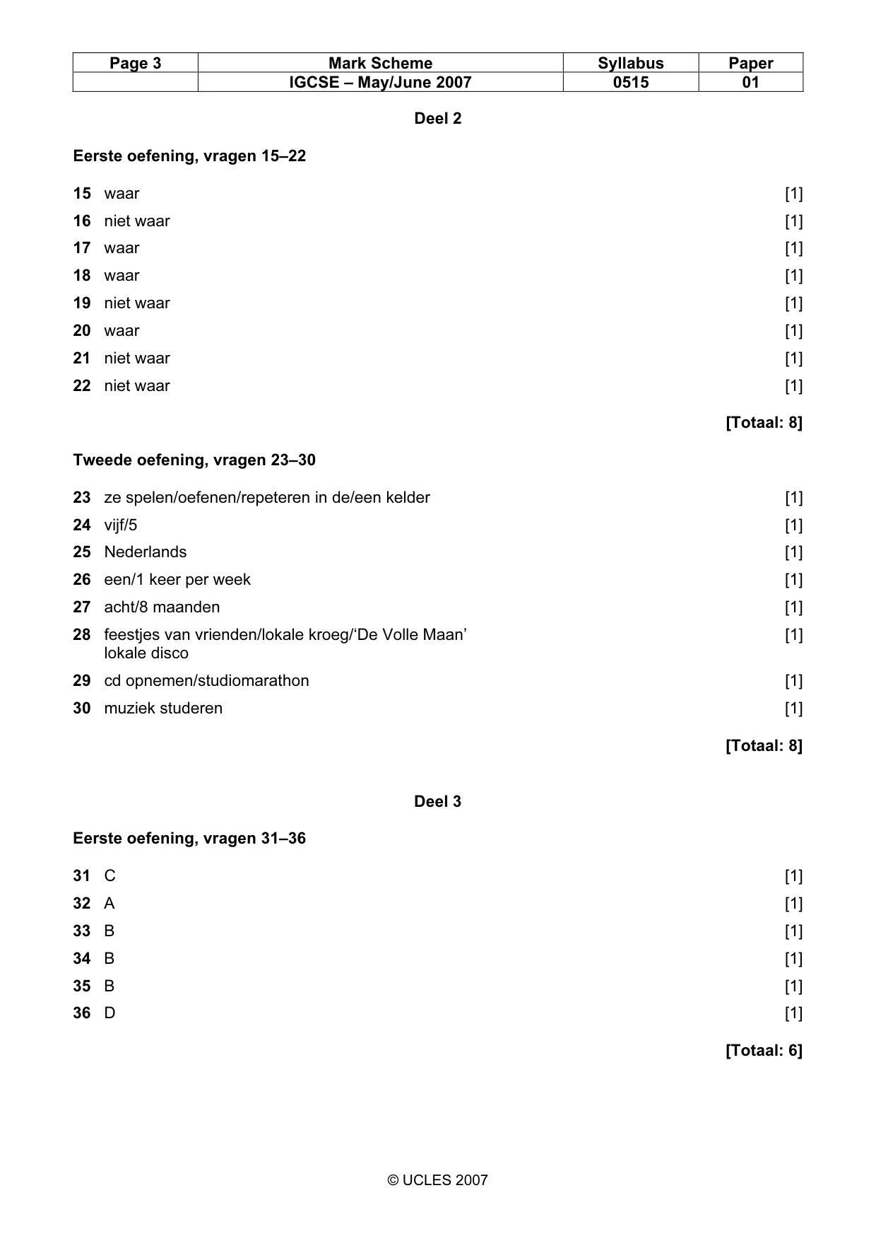 Mark scheme, page 3 of 4