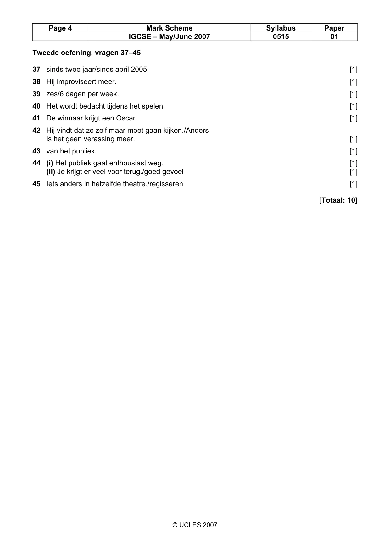 Mark scheme, page 4 of 4