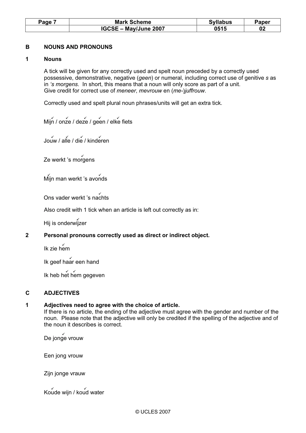 Mark scheme, page 7 of 12