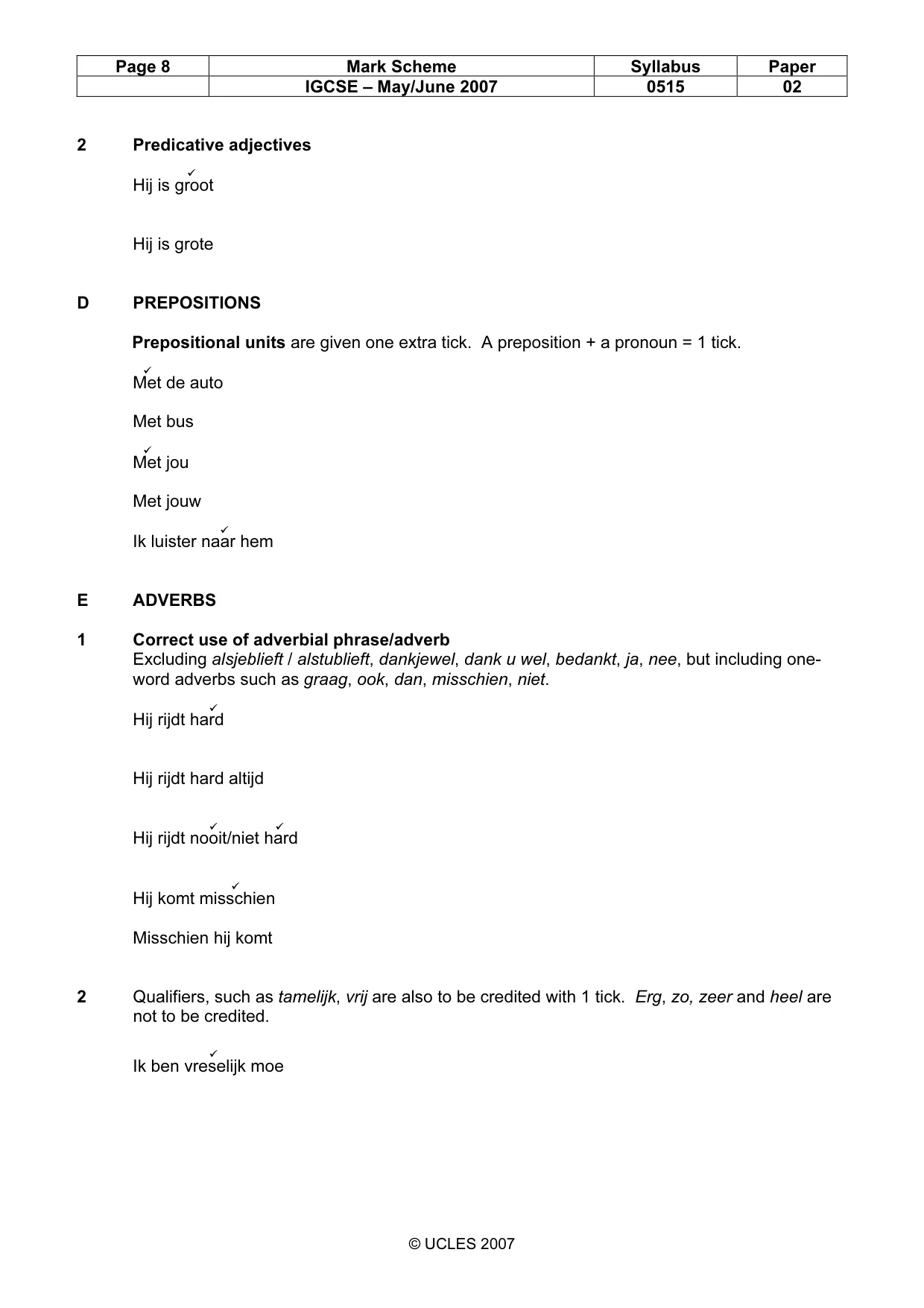 Mark scheme, page 8 of 12
