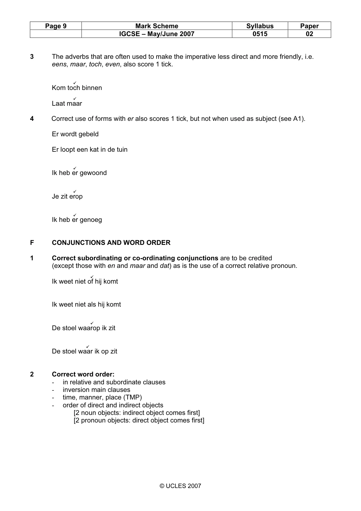 Mark scheme, page 9 of 12