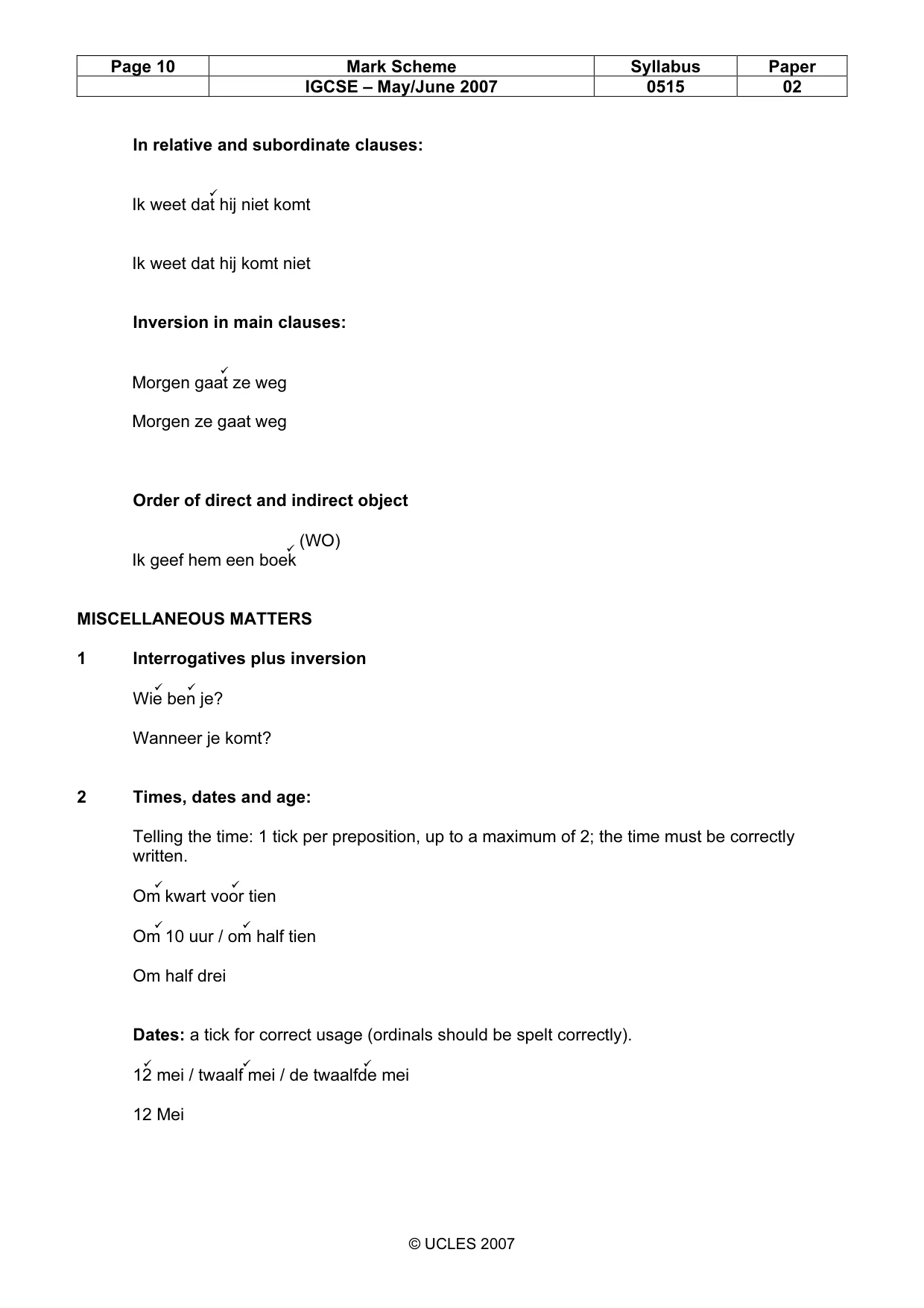 Mark scheme, page 10 of 12