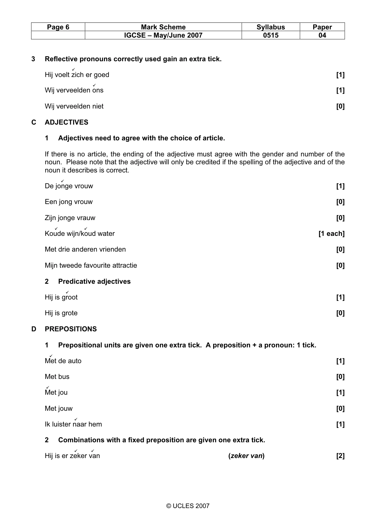 Mark scheme, page 6 of 10