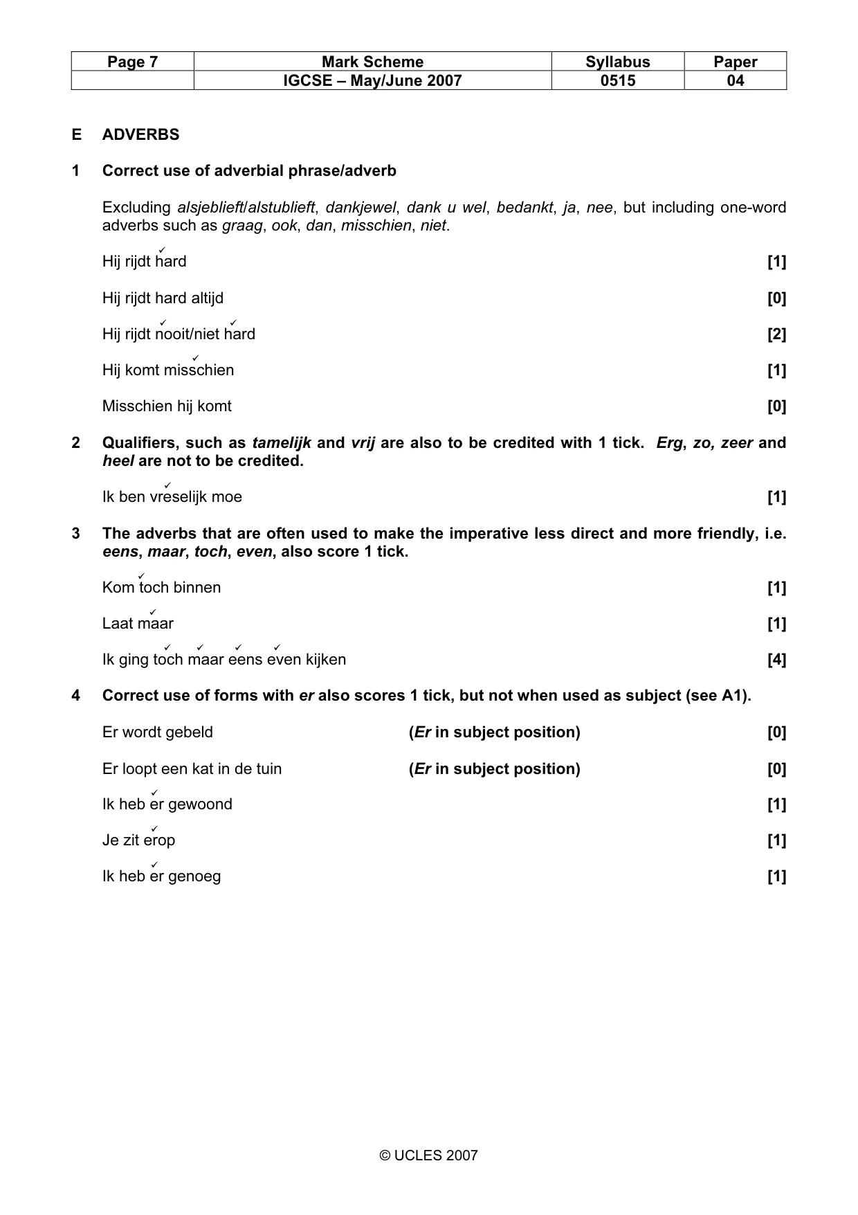 Mark scheme, page 7 of 10