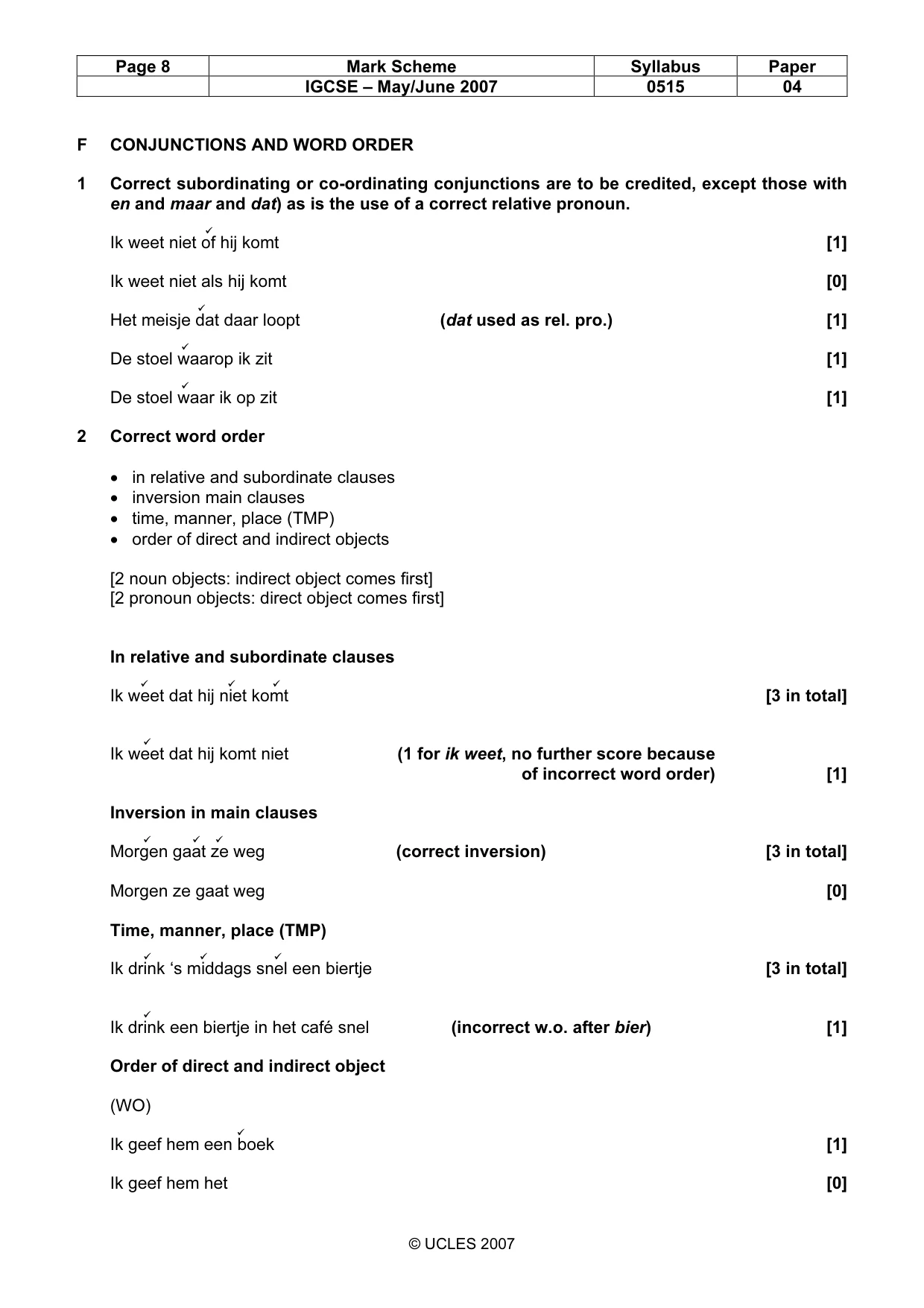 Mark scheme, page 8 of 10