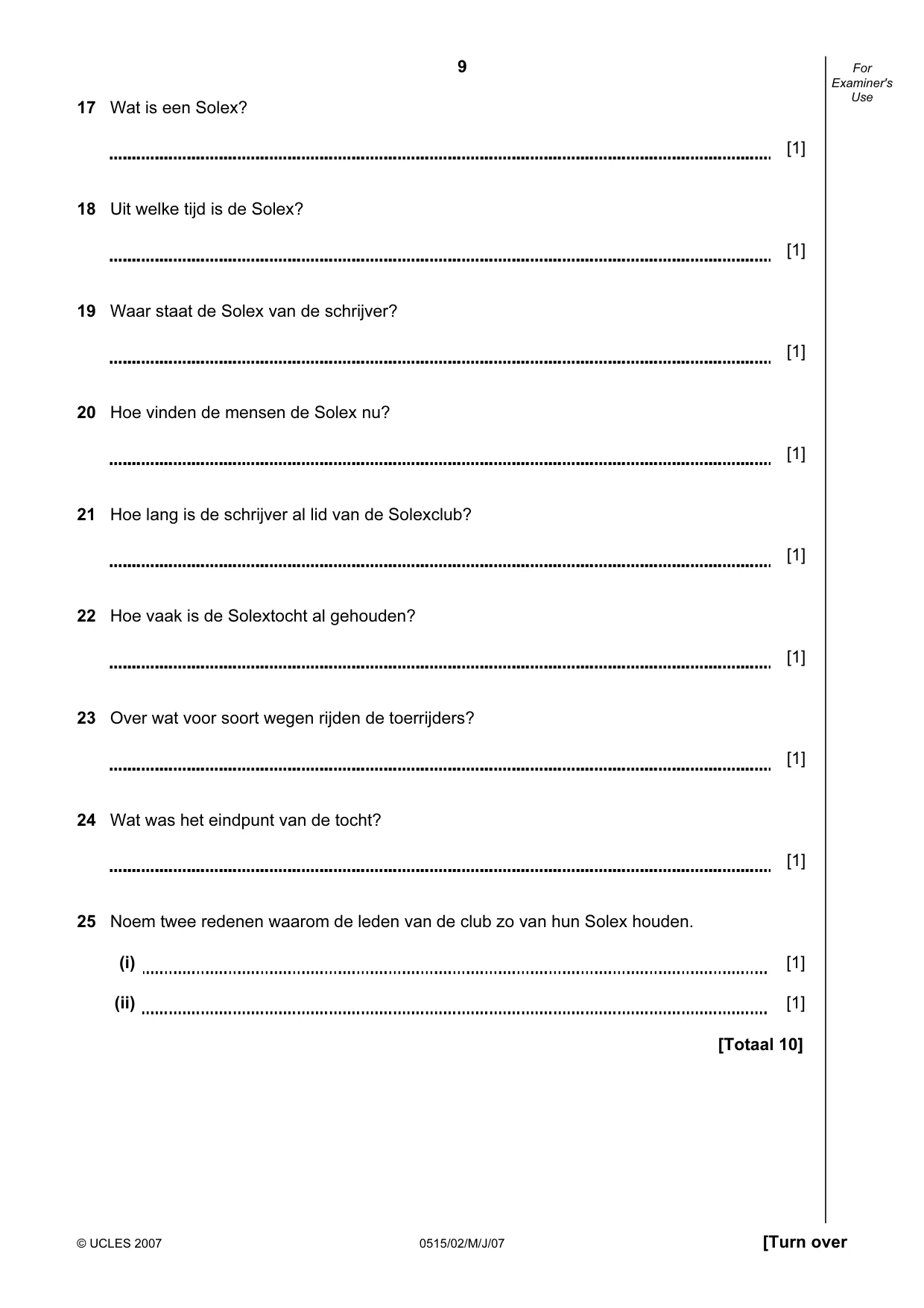 Cambridge IGCSE Dutch - Foreign Language 0515 2007 May/June Paper 2 · Variant 1 question paper, page 9 of 20