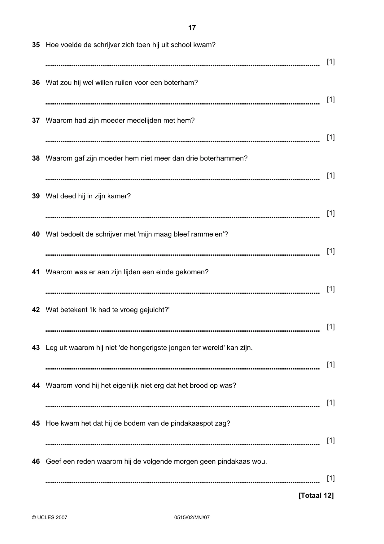 Cambridge IGCSE Dutch - Foreign Language 0515 2007 May/June Paper 2 · Variant 1 question paper, page 17 of 20