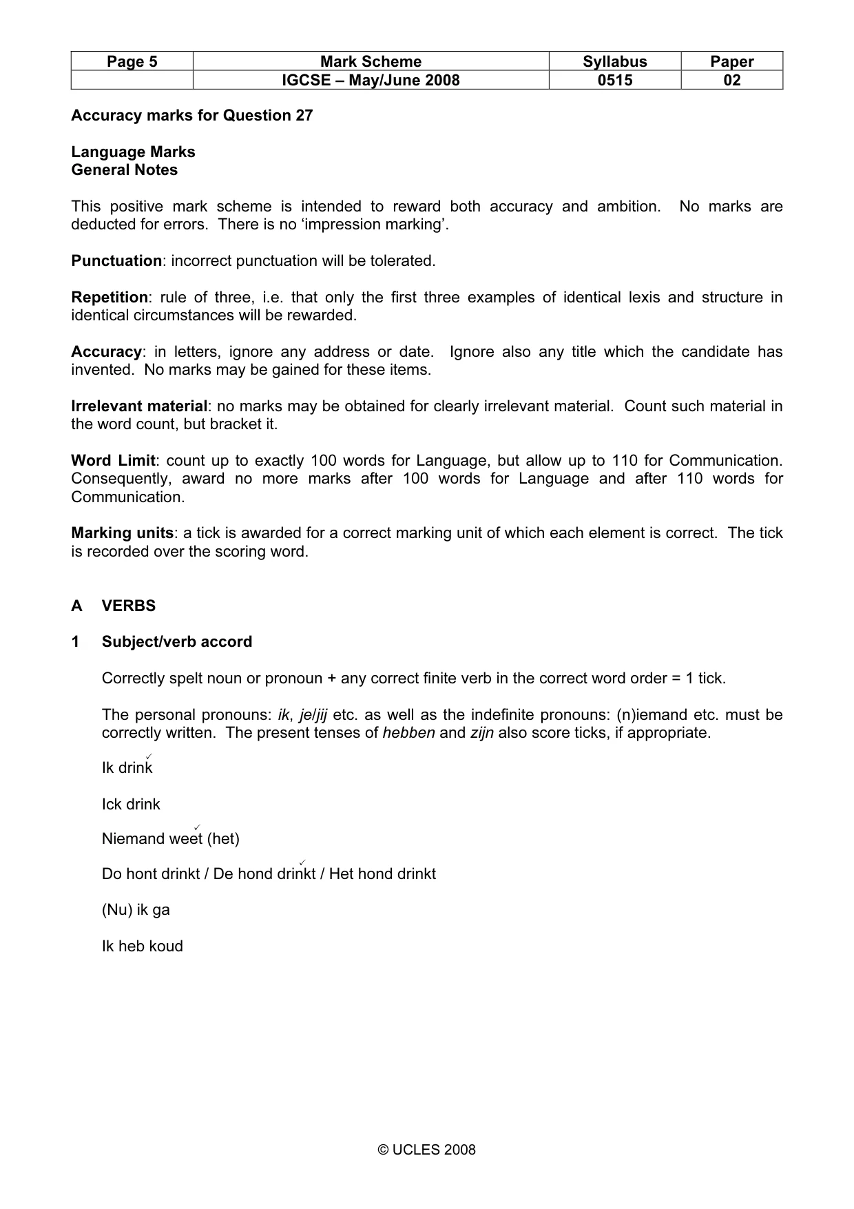 Mark scheme, page 5 of 11