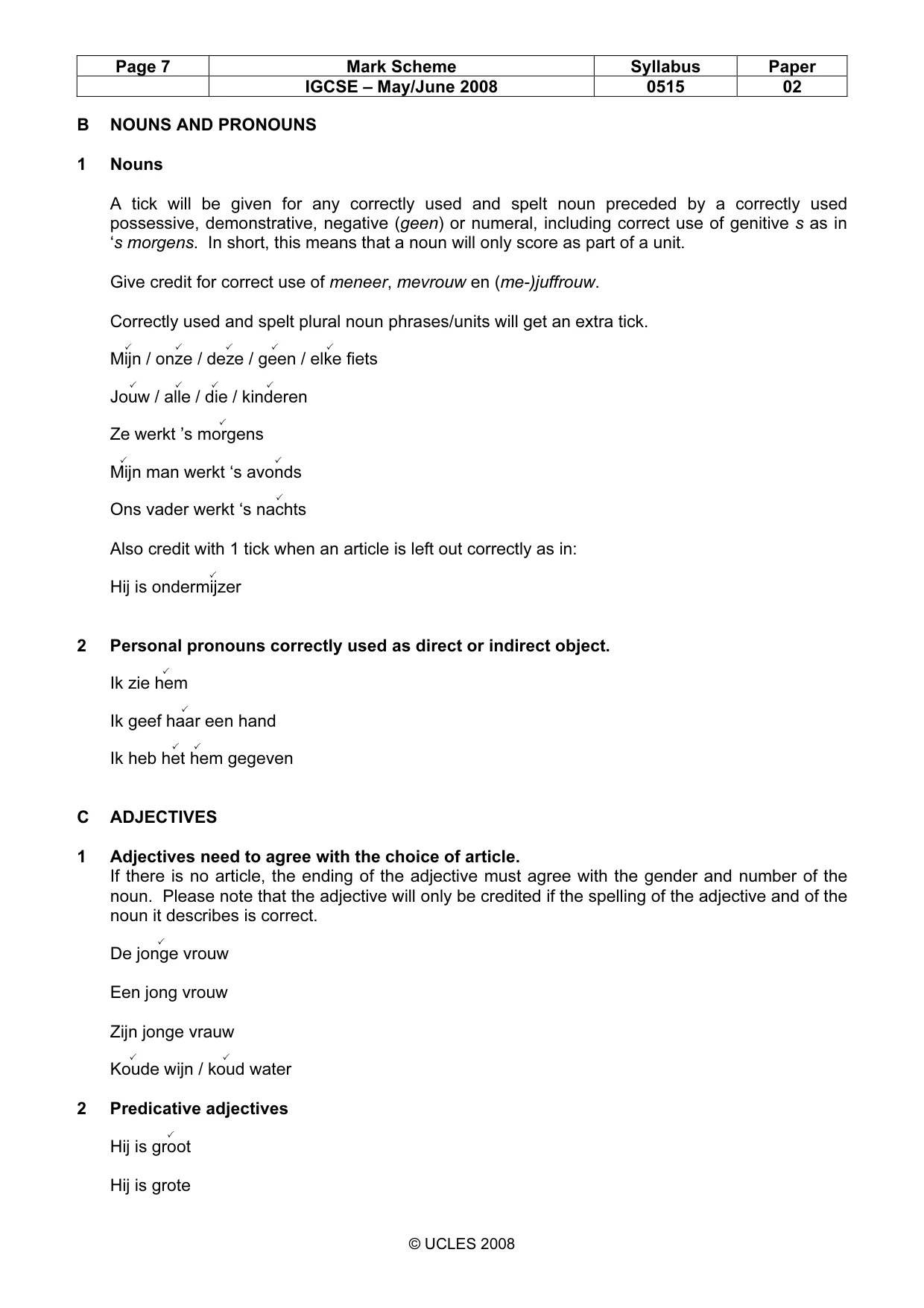 Mark scheme, page 7 of 11