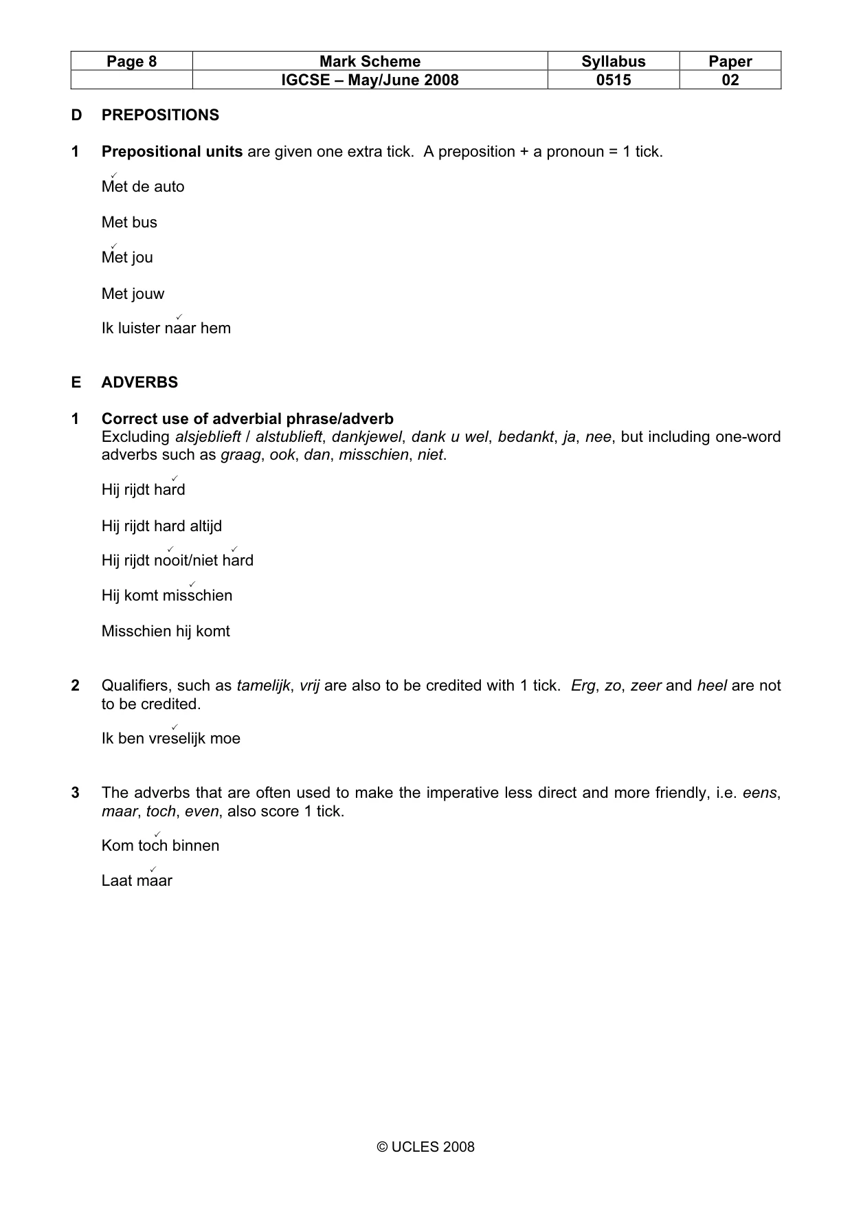 Mark scheme, page 8 of 11