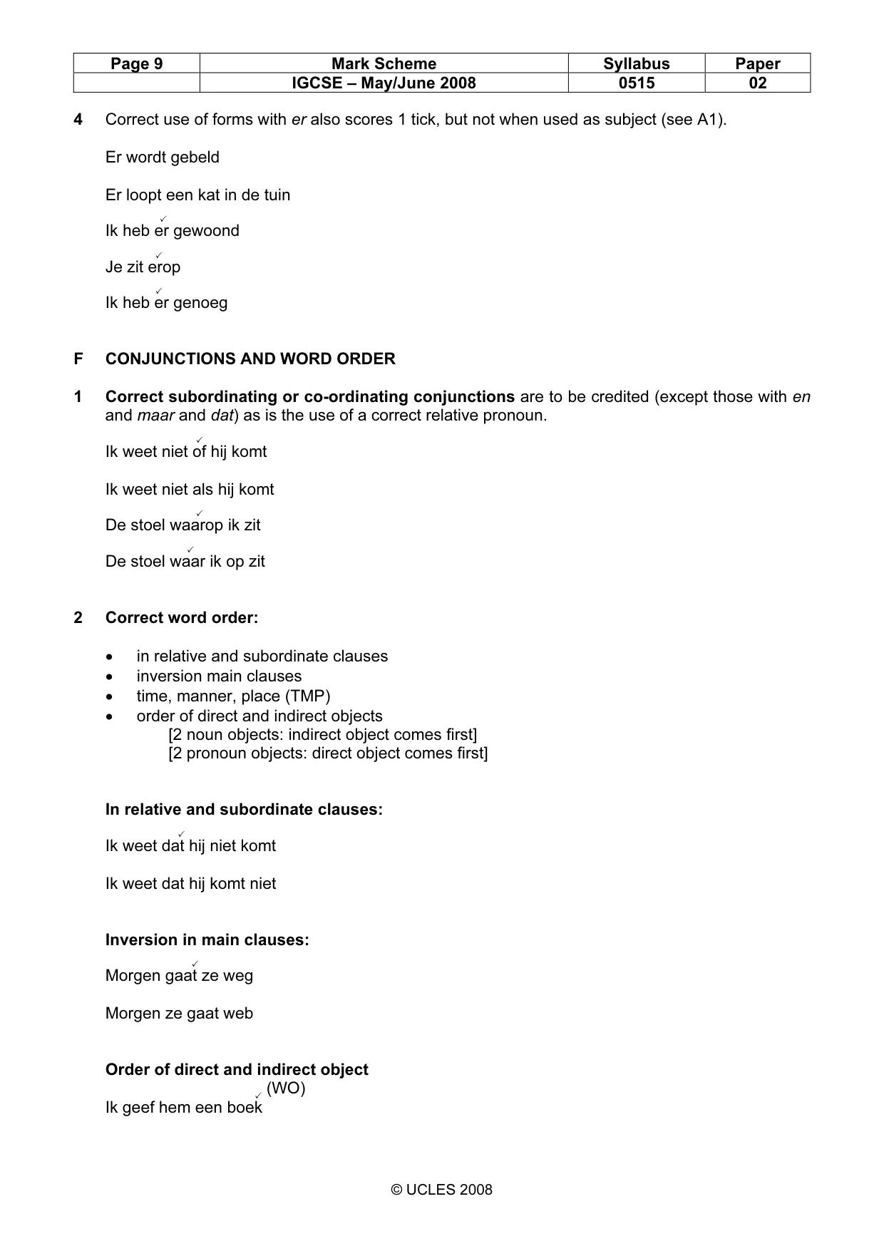 Mark scheme, page 9 of 11