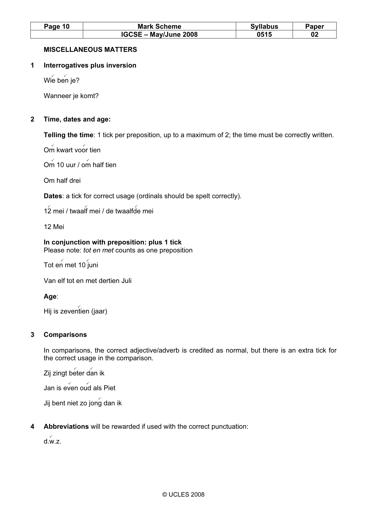 Mark scheme, page 10 of 11