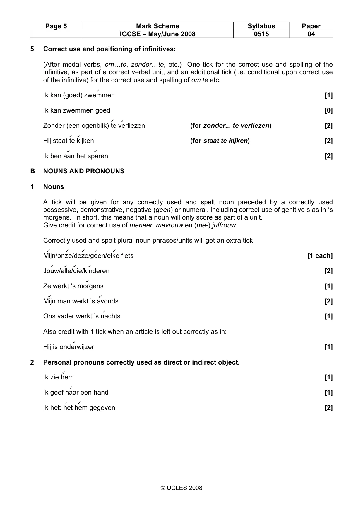 Mark scheme, page 5 of 10