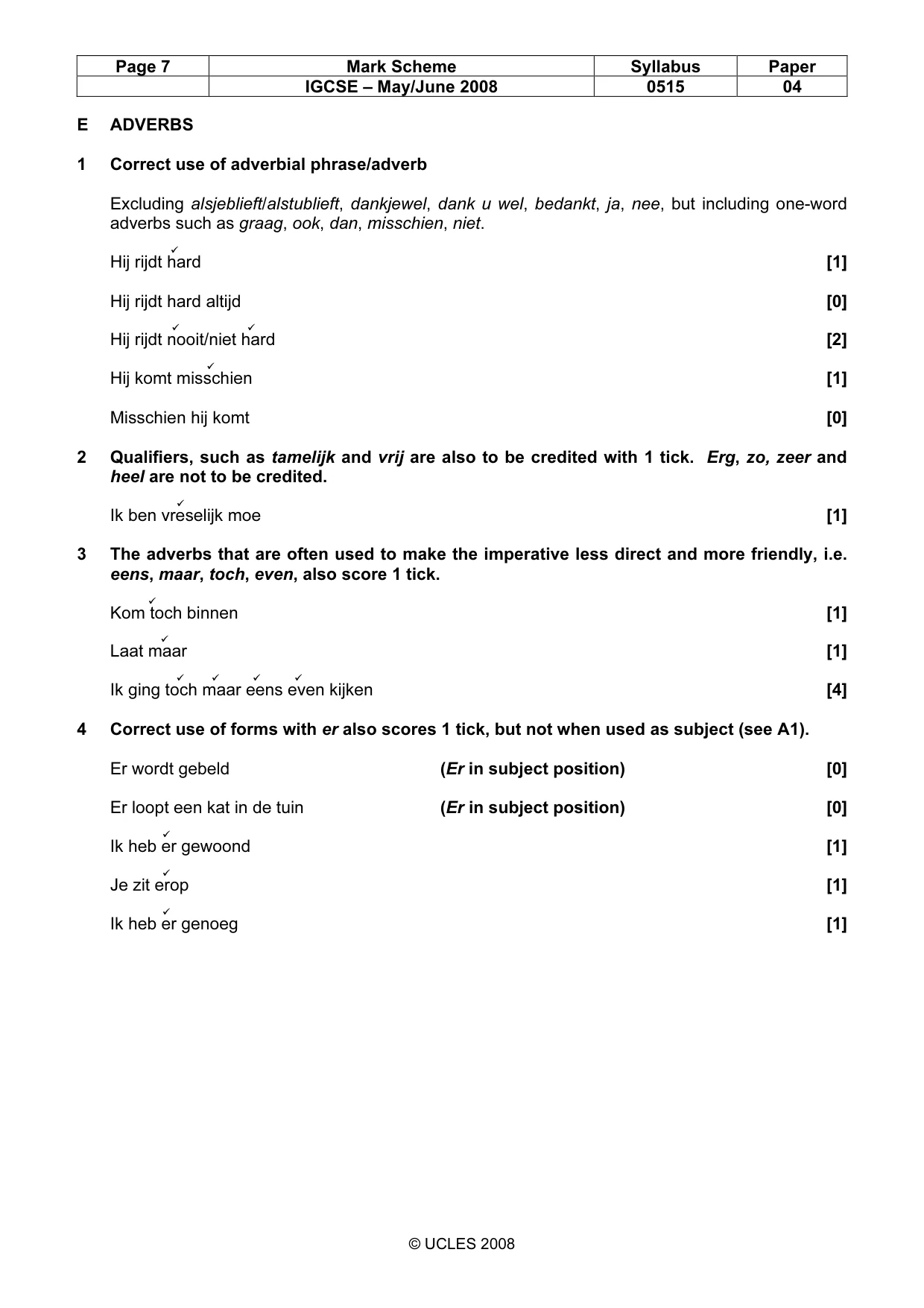 Mark scheme, page 7 of 10