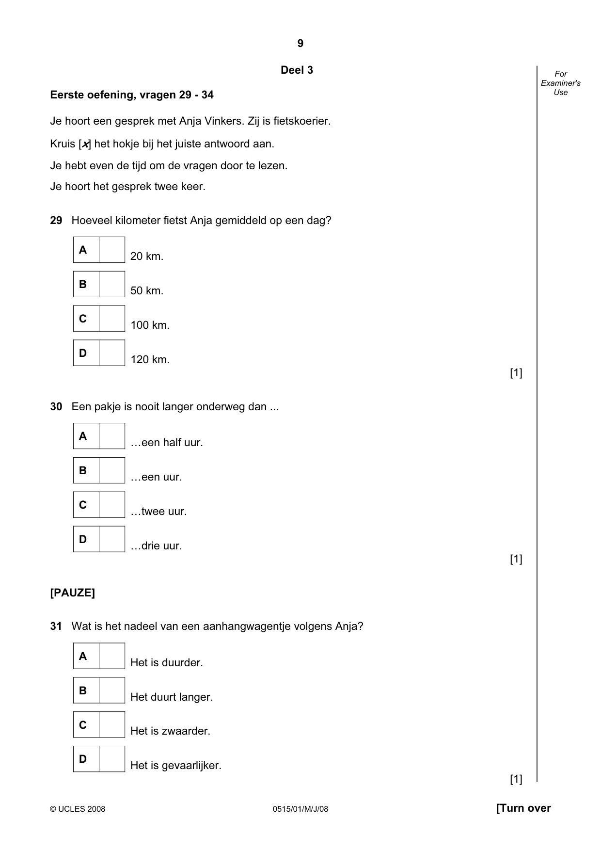 Cambridge IGCSE Dutch - Foreign Language 0515 2008 May/June Paper 1 · Variant 1 question paper, page 9 of 12