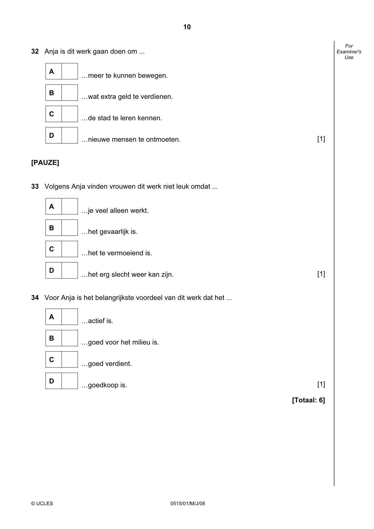 Cambridge IGCSE Dutch - Foreign Language 0515 2008 May/June Paper 1 · Variant 1 question paper, page 10 of 12