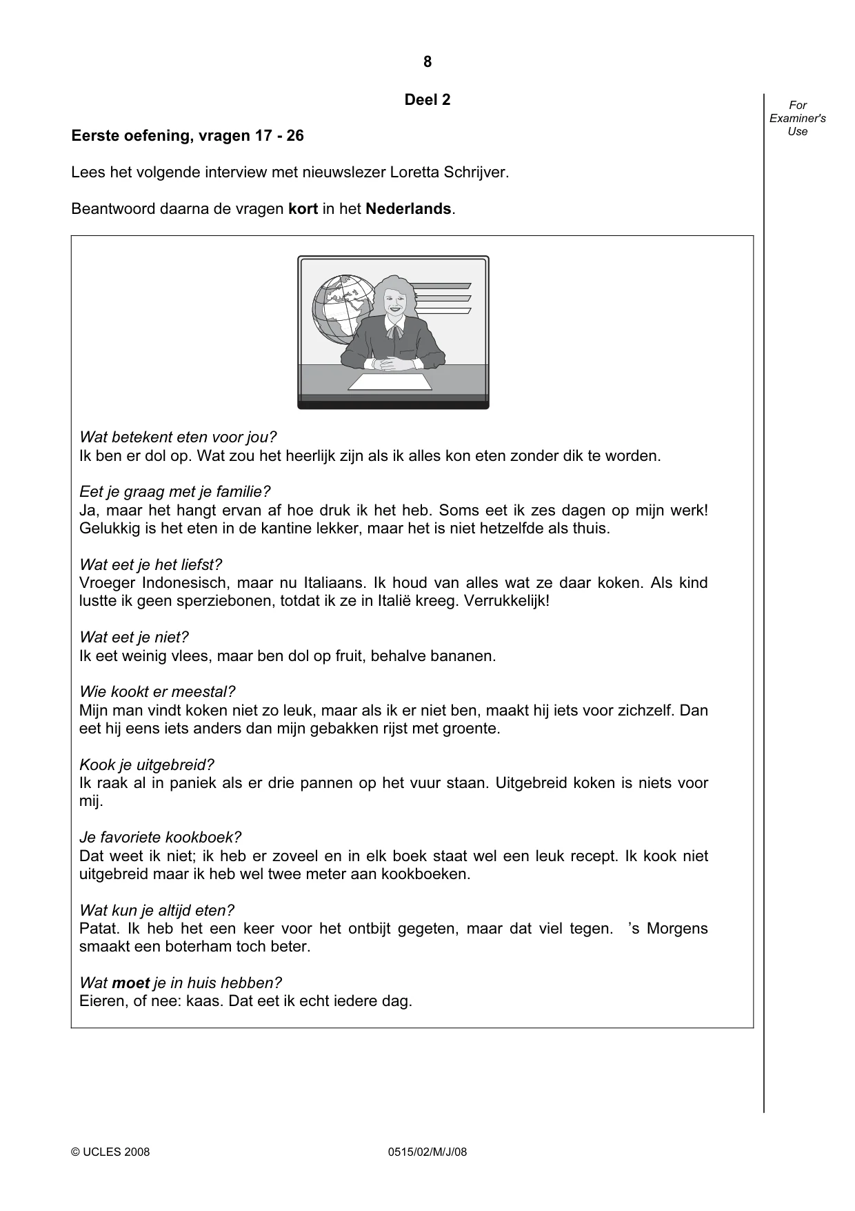 Cambridge IGCSE Dutch - Foreign Language 0515 2008 May/June Paper 2 · Variant 1 question paper, page 8 of 20