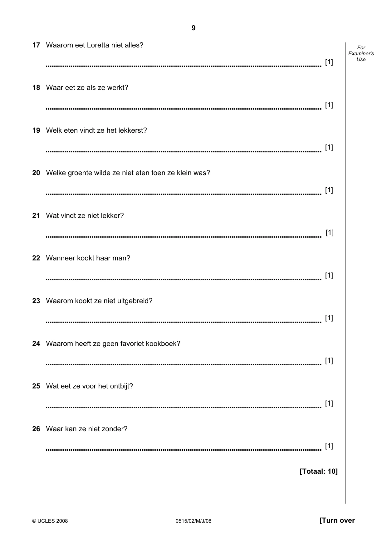 Cambridge IGCSE Dutch - Foreign Language 0515 2008 May/June Paper 2 · Variant 1 question paper, page 9 of 20