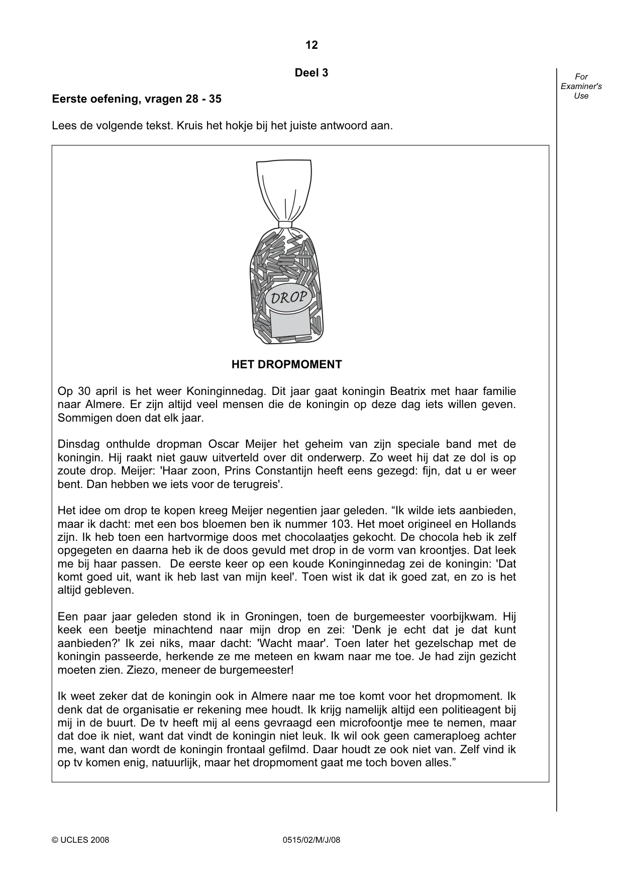 Cambridge IGCSE Dutch - Foreign Language 0515 2008 May/June Paper 2 · Variant 1 question paper, page 12 of 20