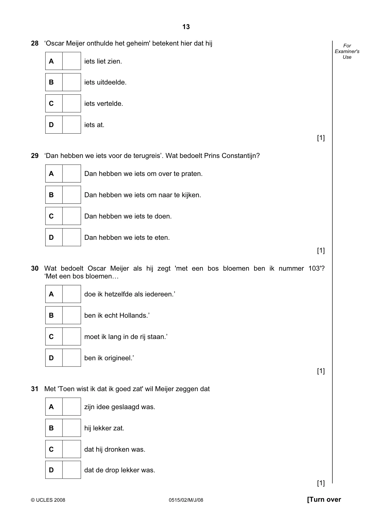 Cambridge IGCSE Dutch - Foreign Language 0515 2008 May/June Paper 2 · Variant 1 question paper, page 13 of 20
