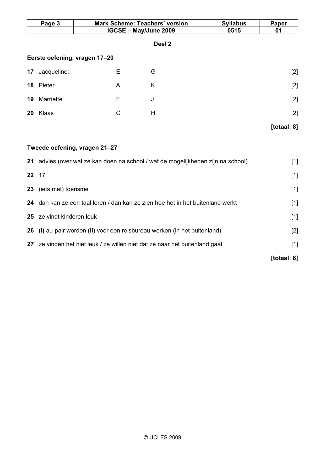 Mark scheme, page 3 of 4