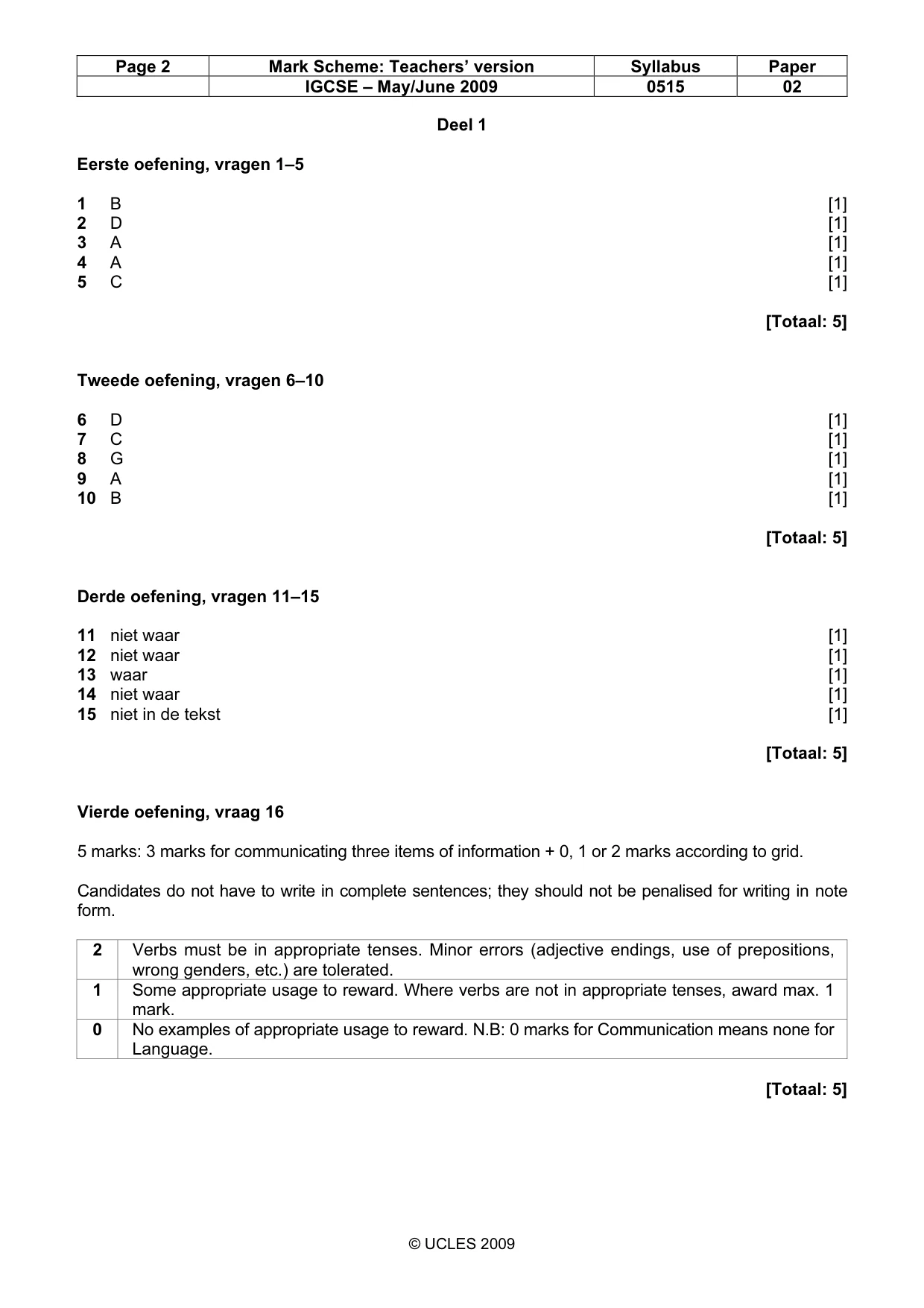 Mark scheme, page 2 of 4