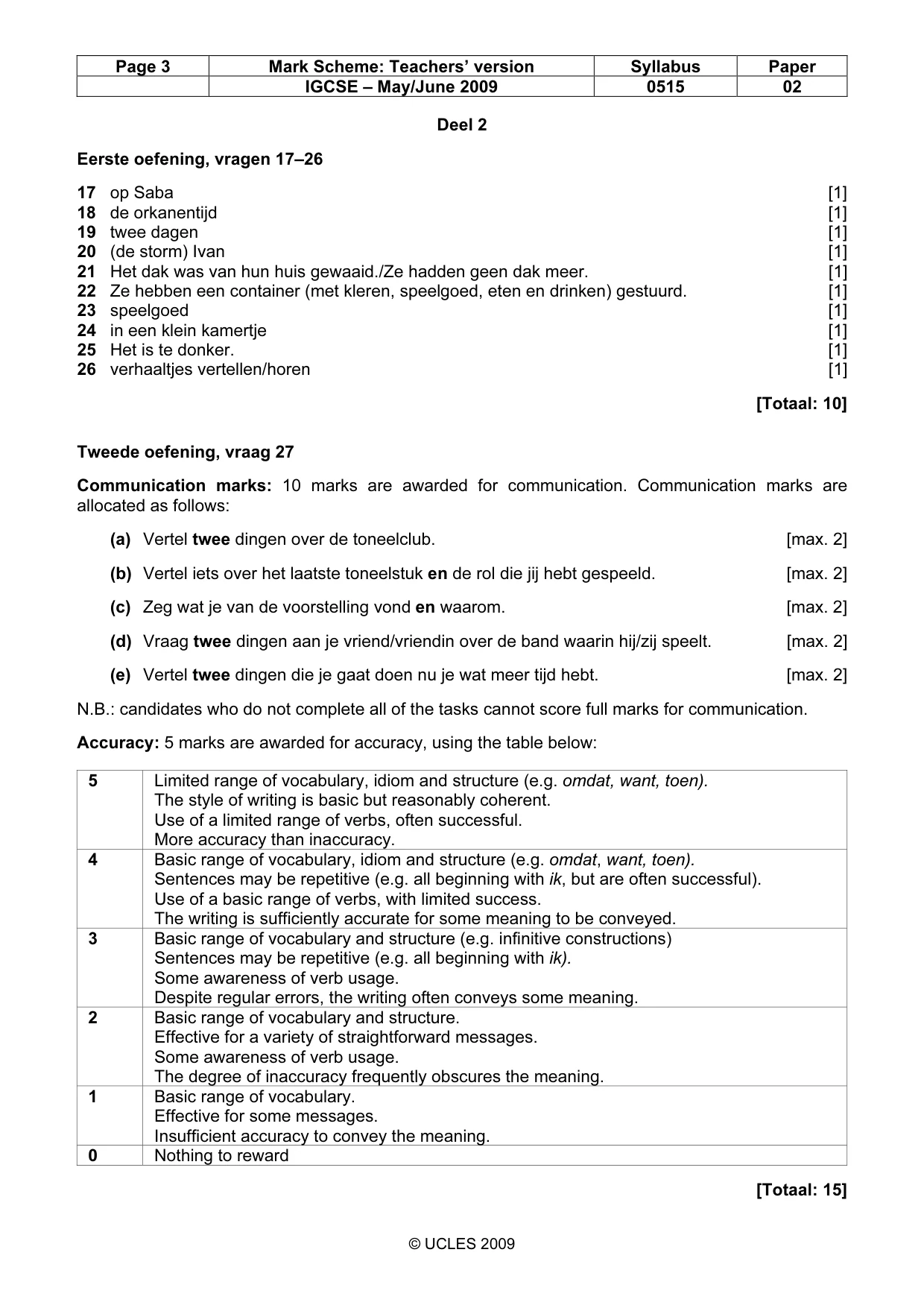 Mark scheme, page 3 of 4